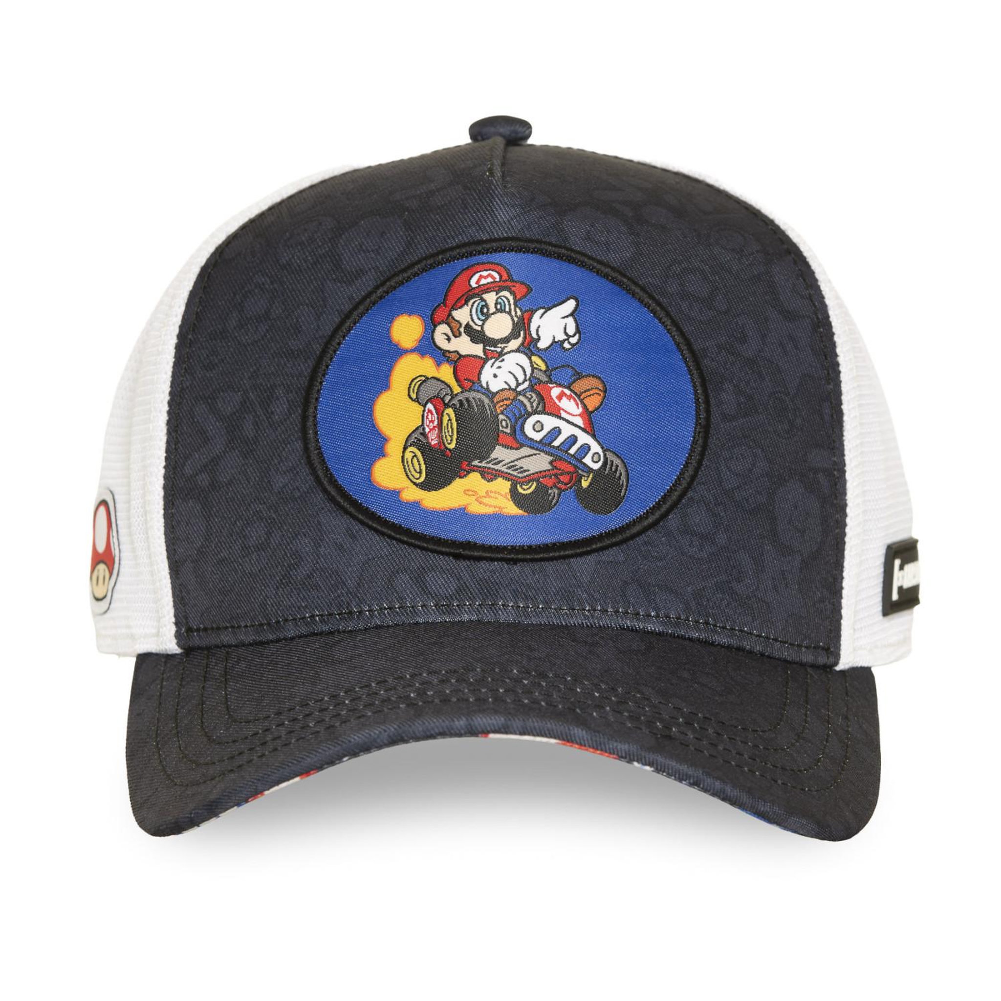 Voir la diapositive 2 : CAPSLAB Casquette trucker premium avec filet et patch Super Mario Kart Mario