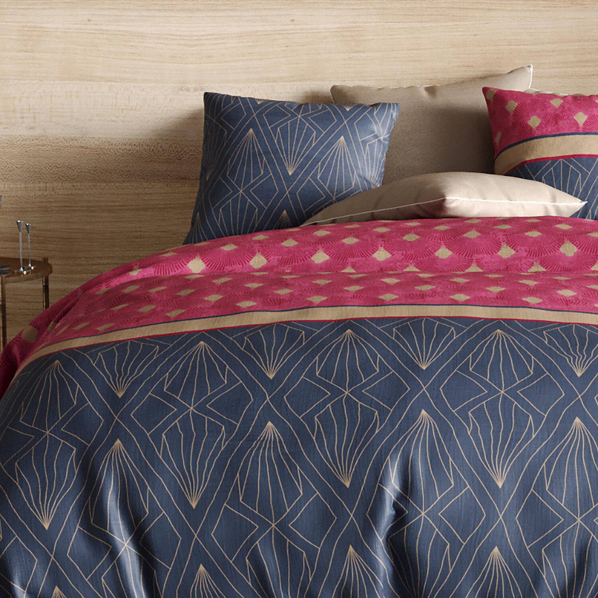 Voir la diapositive 2 : ATELIER DU COTON Parure housse de couette 100%coton 57fils lily