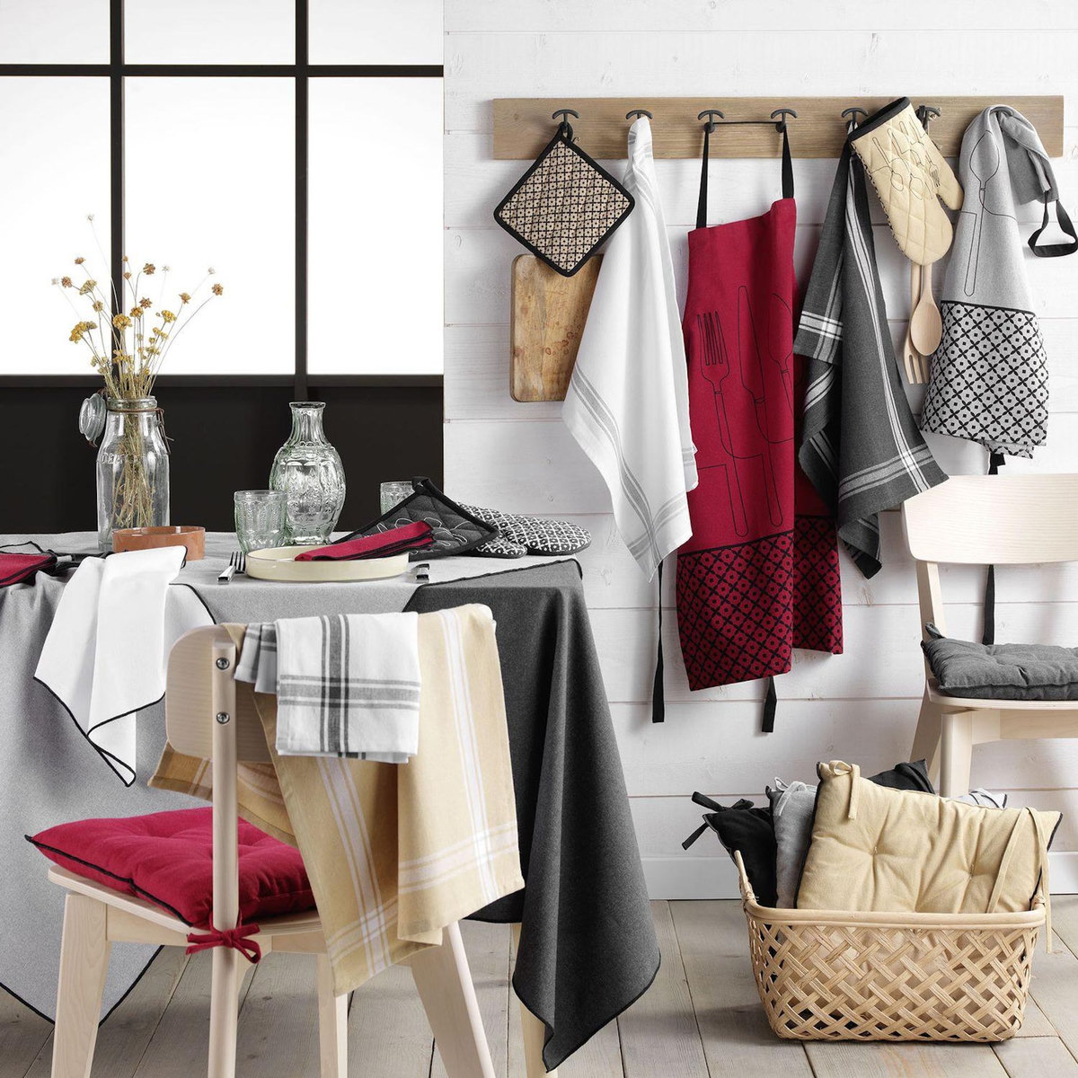 Douceur d'Intérieur Lot de 3 serviettes de table en coton recyclé Anaïs