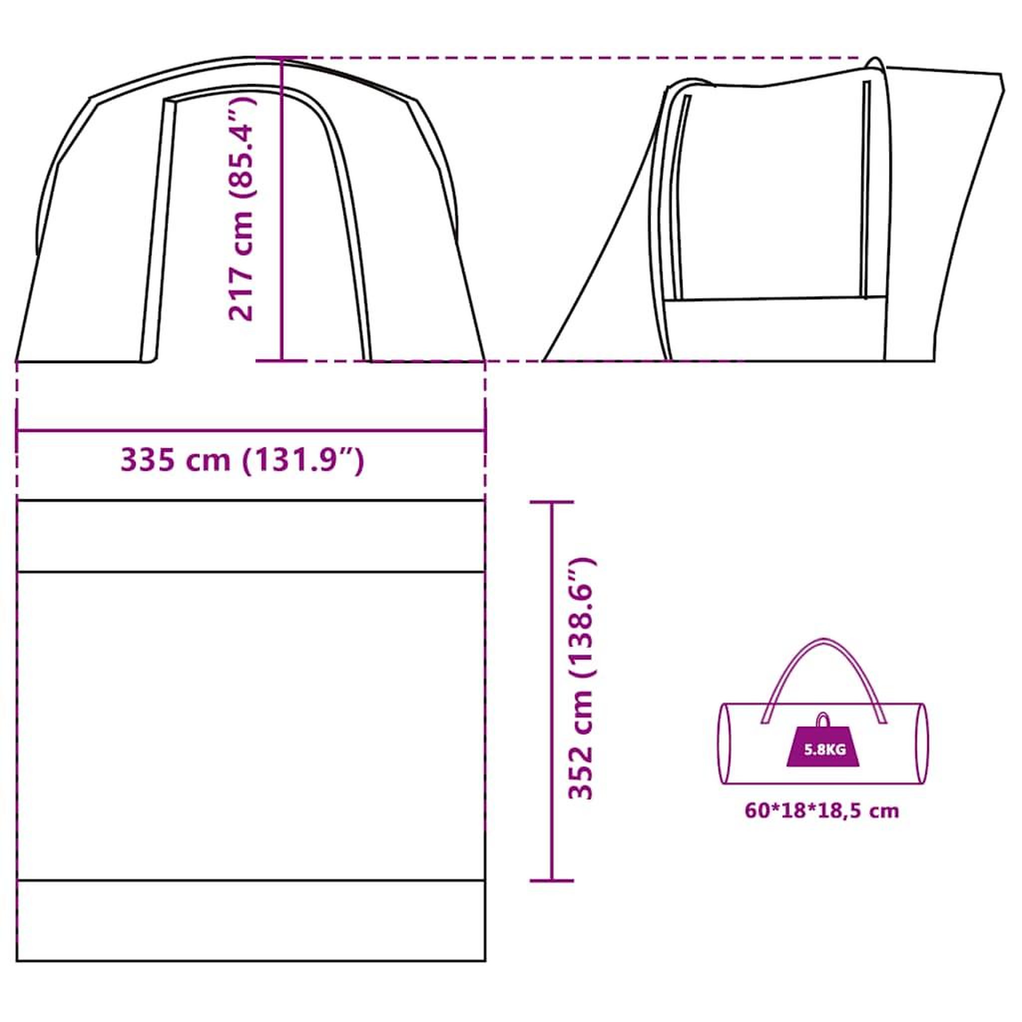 Voir la diapositive 6 : VIDAXL Tente de voiture gris et orange impermeable