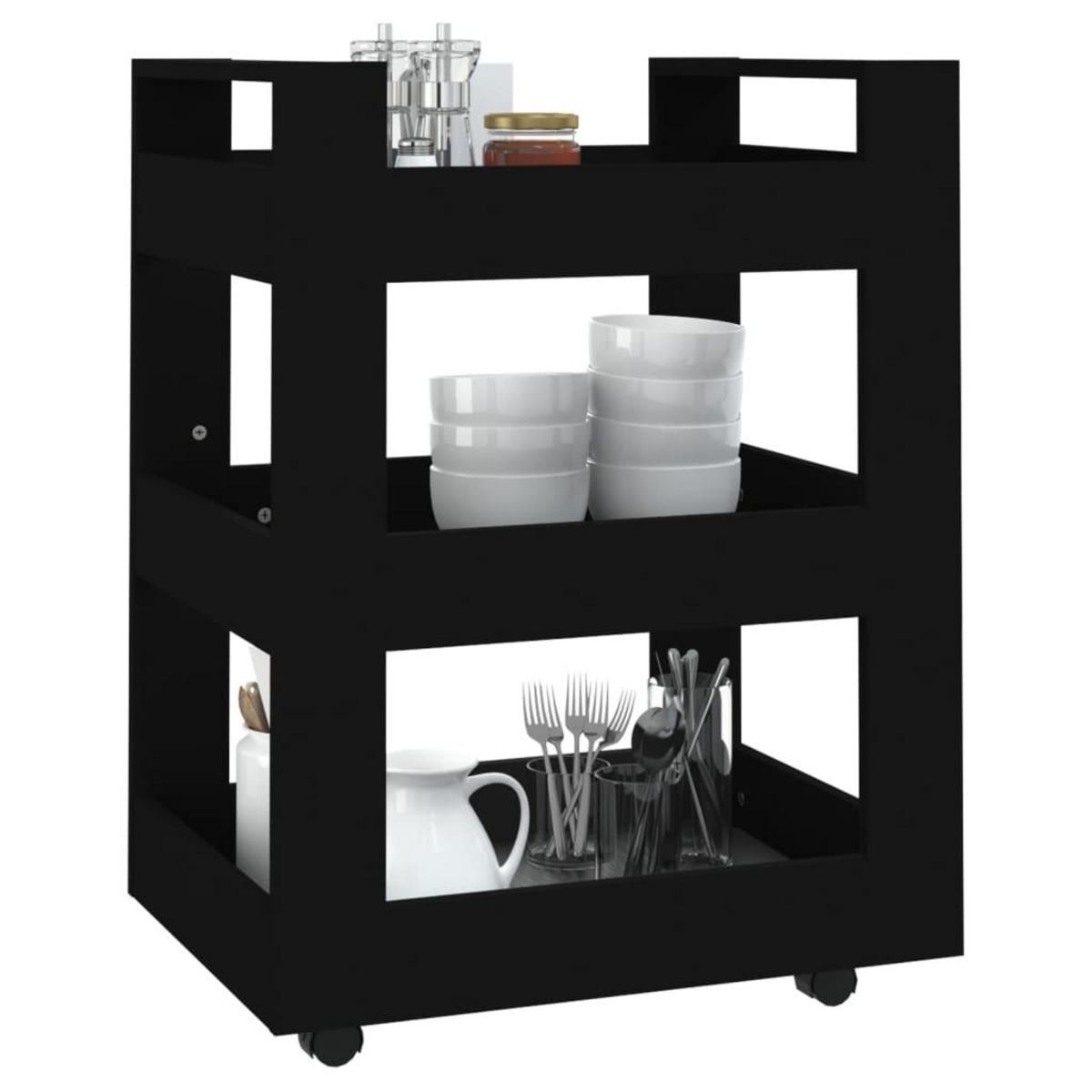 VIDAXL Chariot de cuisine Noir 60x45x80 cm Bois d'ingenierie