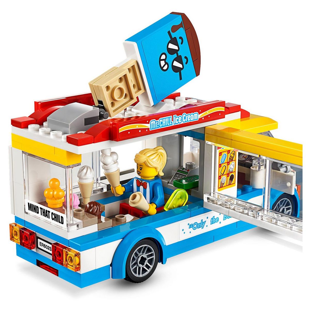 LEGO City 60253 - Le camion de la marchande de glaces, avec Skateur et Figurine Chien, Jouet pour Enfants dès 5 Ans