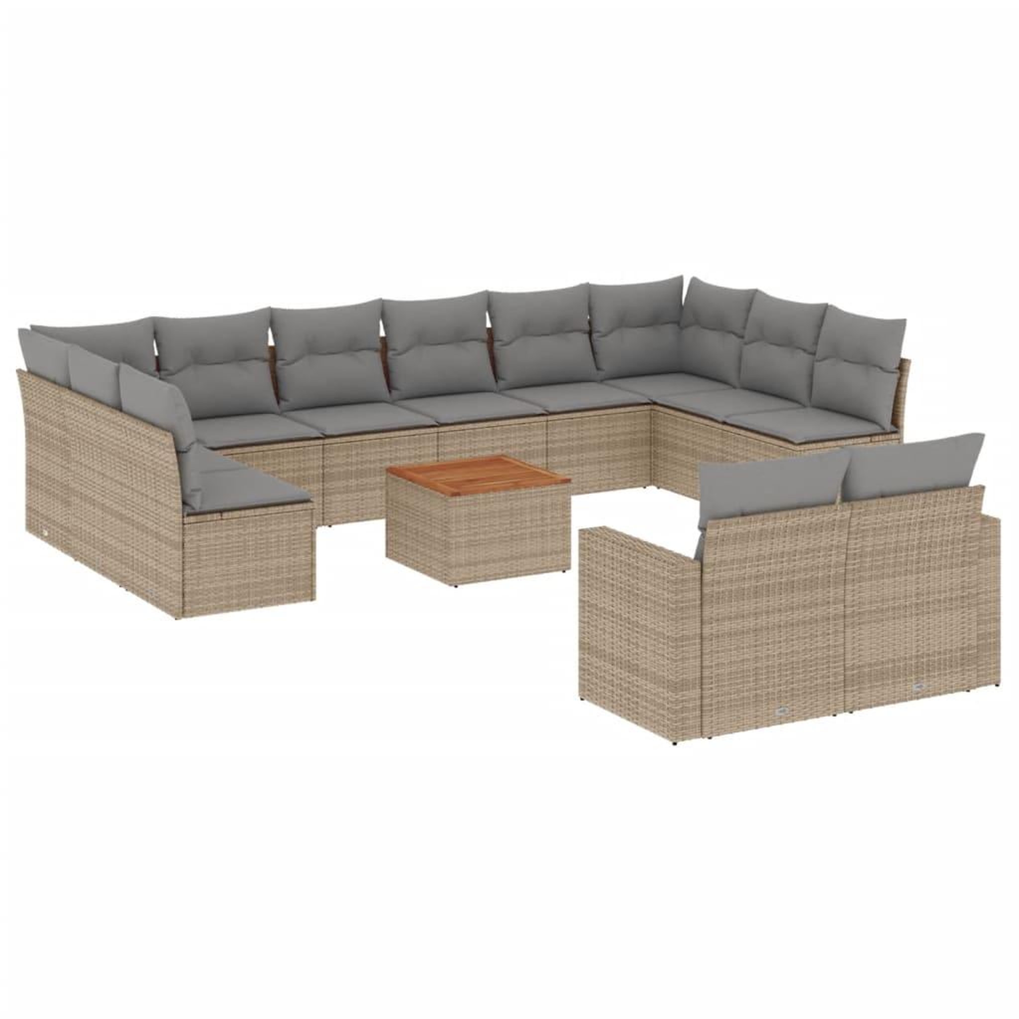 Voir la diapositive 2 : VIDAXL Salon de jardin avec coussins 13 pcs beige resine tressee