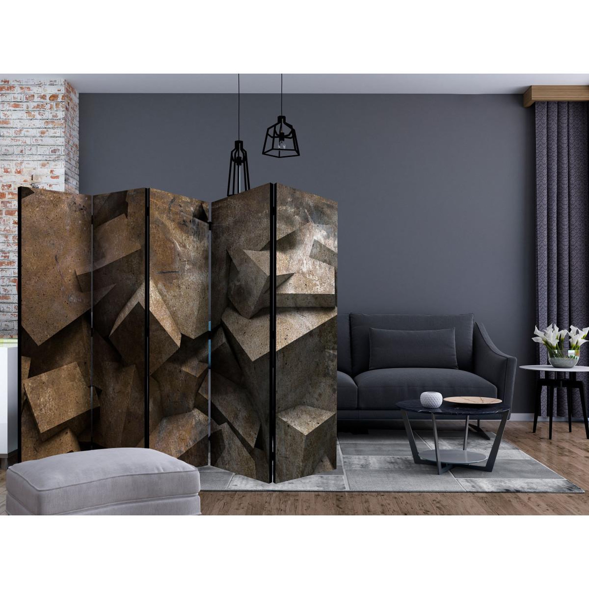 Voir la diapositive 2 : Paris Prix Paravent 5 volets  stone steps  172x225cm