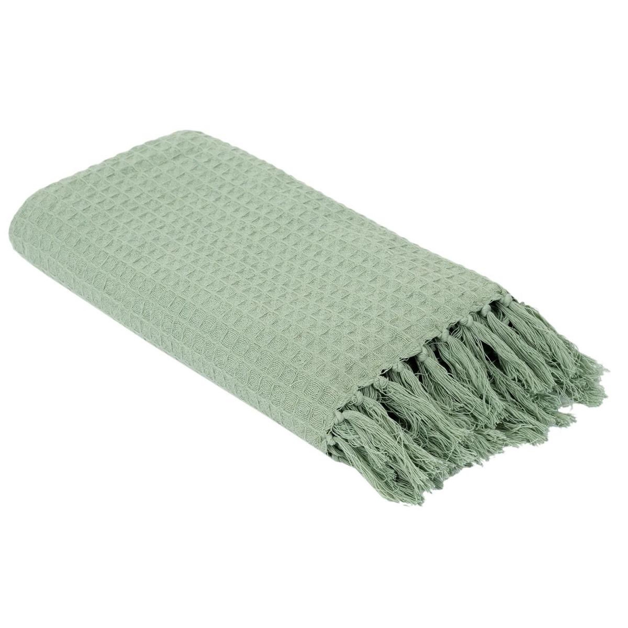 The Home Deco Factory Jeté de canapé  gaufré  130x160cm vert d'eau