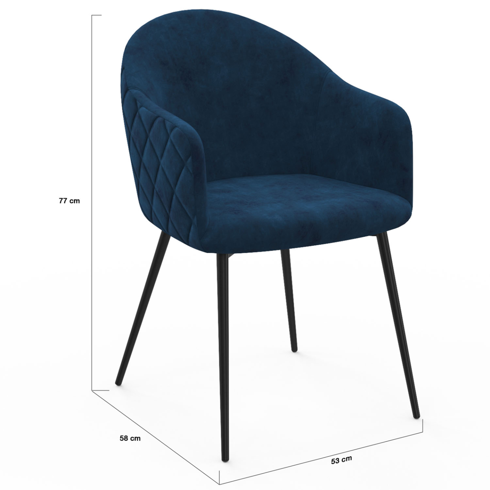 Voir la diapositive 5 : ID MARKET Lot de 2 chaises de salle à manger, fauteuils de table moly en velours gaufré bleu canard