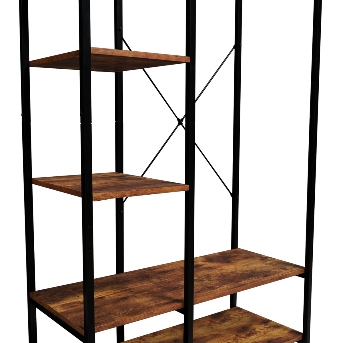 ID MARKET Dressing penderie étagères L. 90 cm HAWKINS bois foncé design industriel