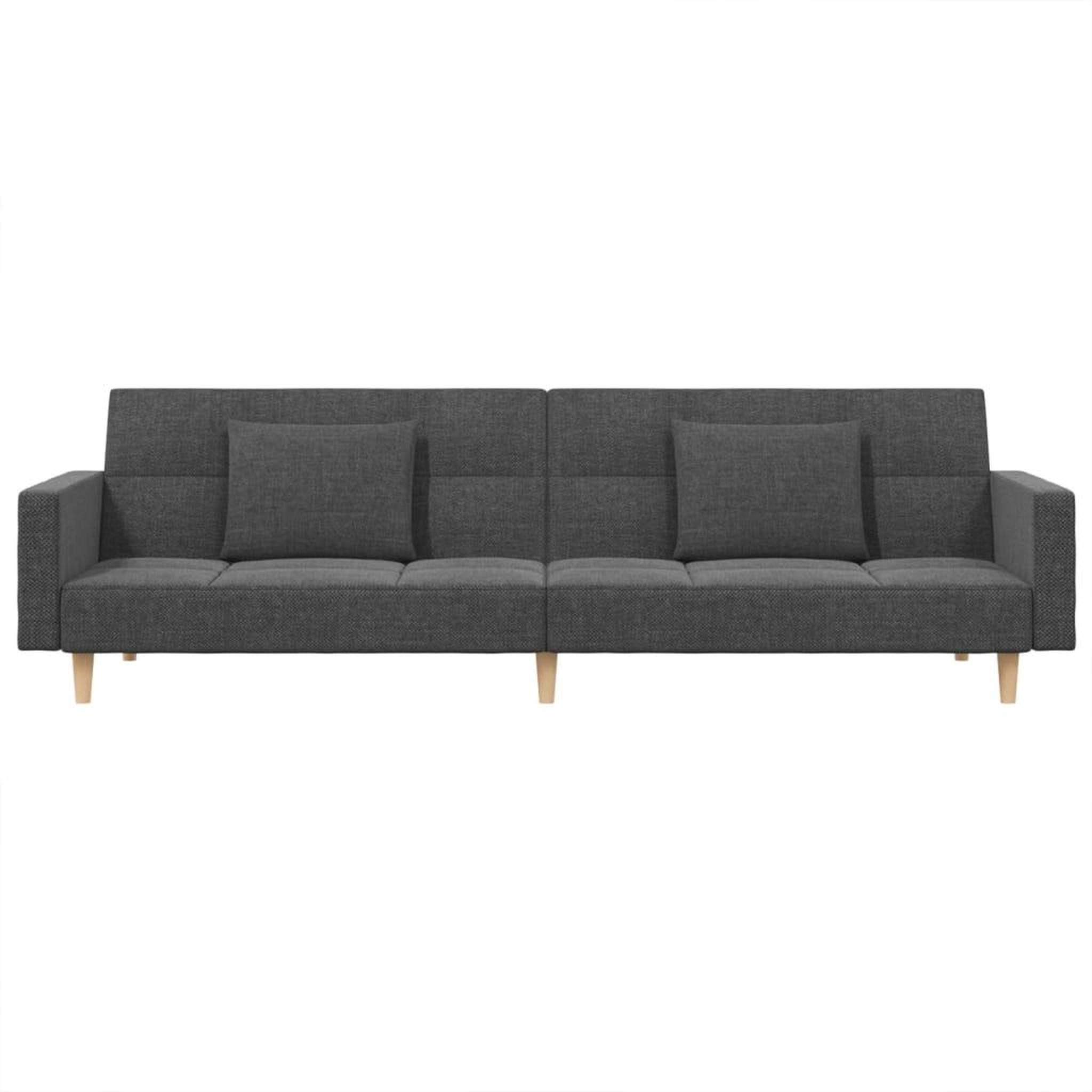 Voir la diapositive 5 : VIDAXL Canape-lit a 2 places avec deux oreillers gris clair tissu