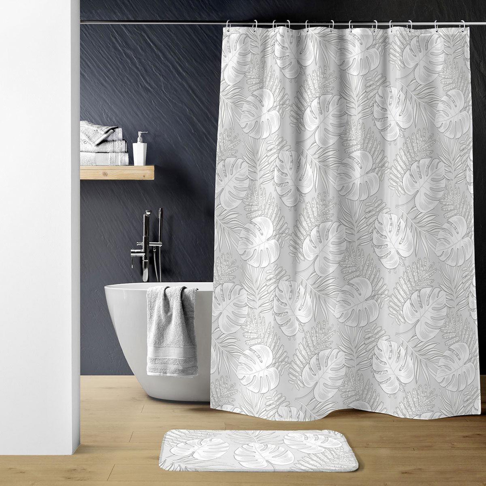 Voir la diapositive 3 : Douceur d'Intérieur Rideau de douche  amber  180x200cm gris