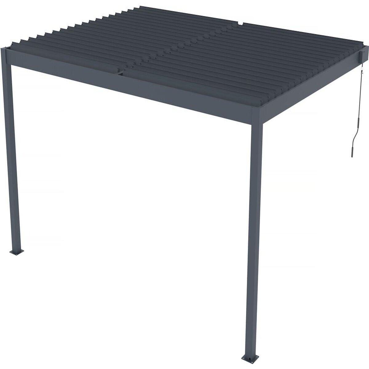 Habitat et Jardin Pergola adossée en aluminium  Windsor  - Gris anthracite - 3 x 4 m