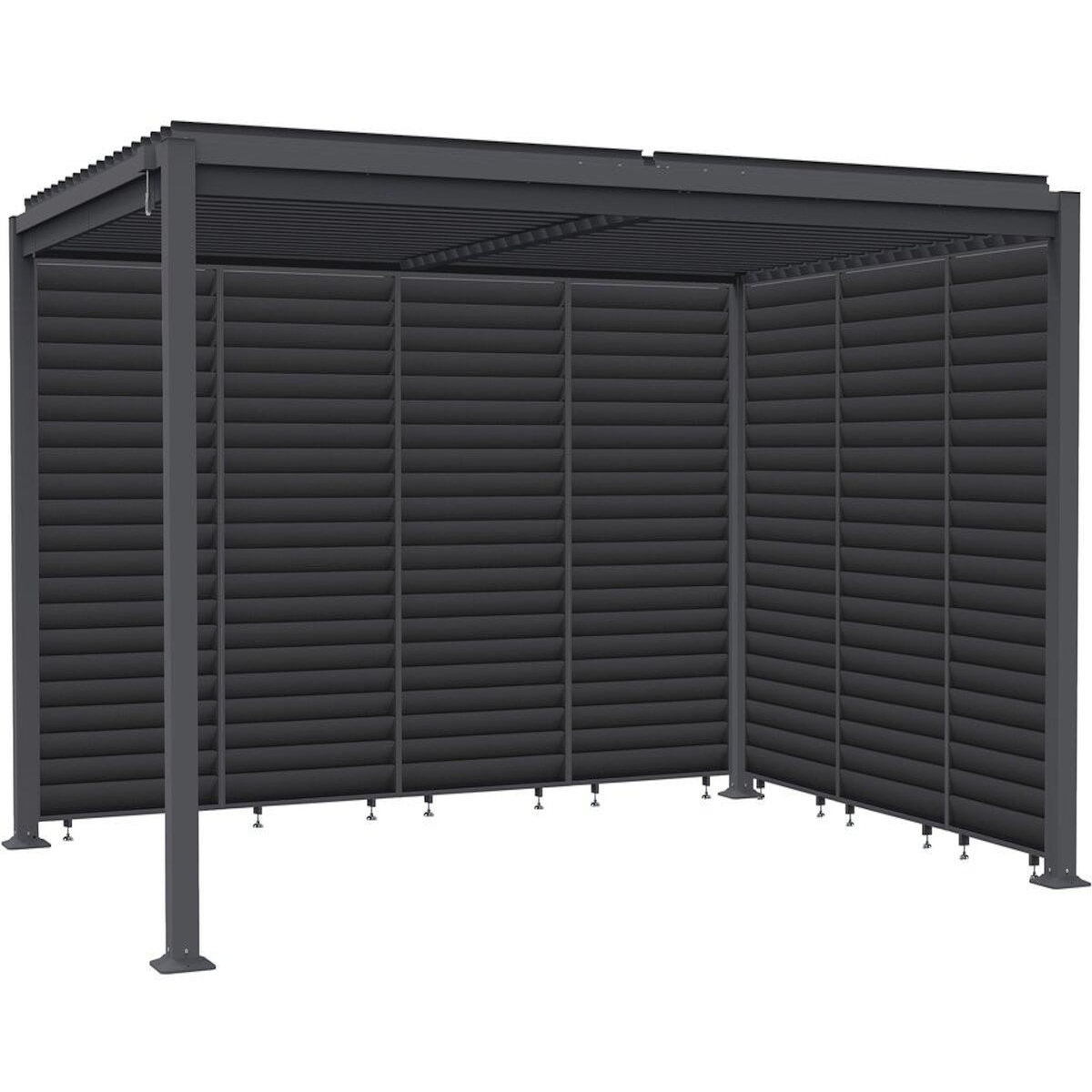 Habitat et Jardin Pergola bioclimatique avec 7 persiennes en acier galvanisé  Howard  - 3 x 4 m - Gris