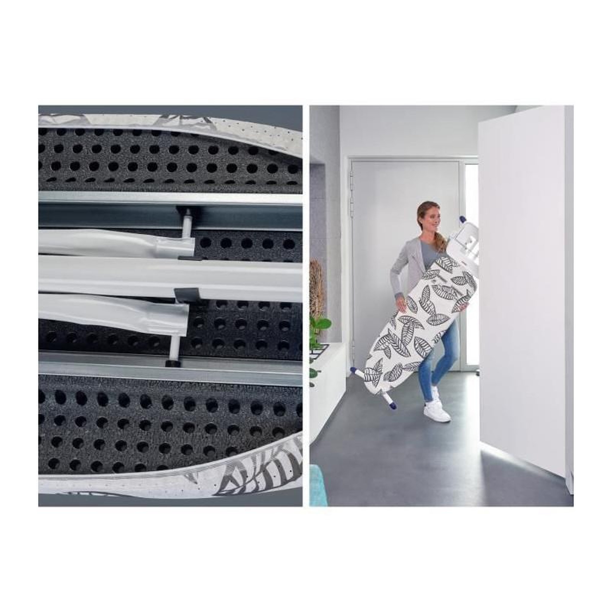 Voir la diapositive 4 : Leifheit LEIFHEIT 72565 Table a repasser Air Board Express M Solid, planche a repasser pliante 120x38 cm, avec support pour centrale vape