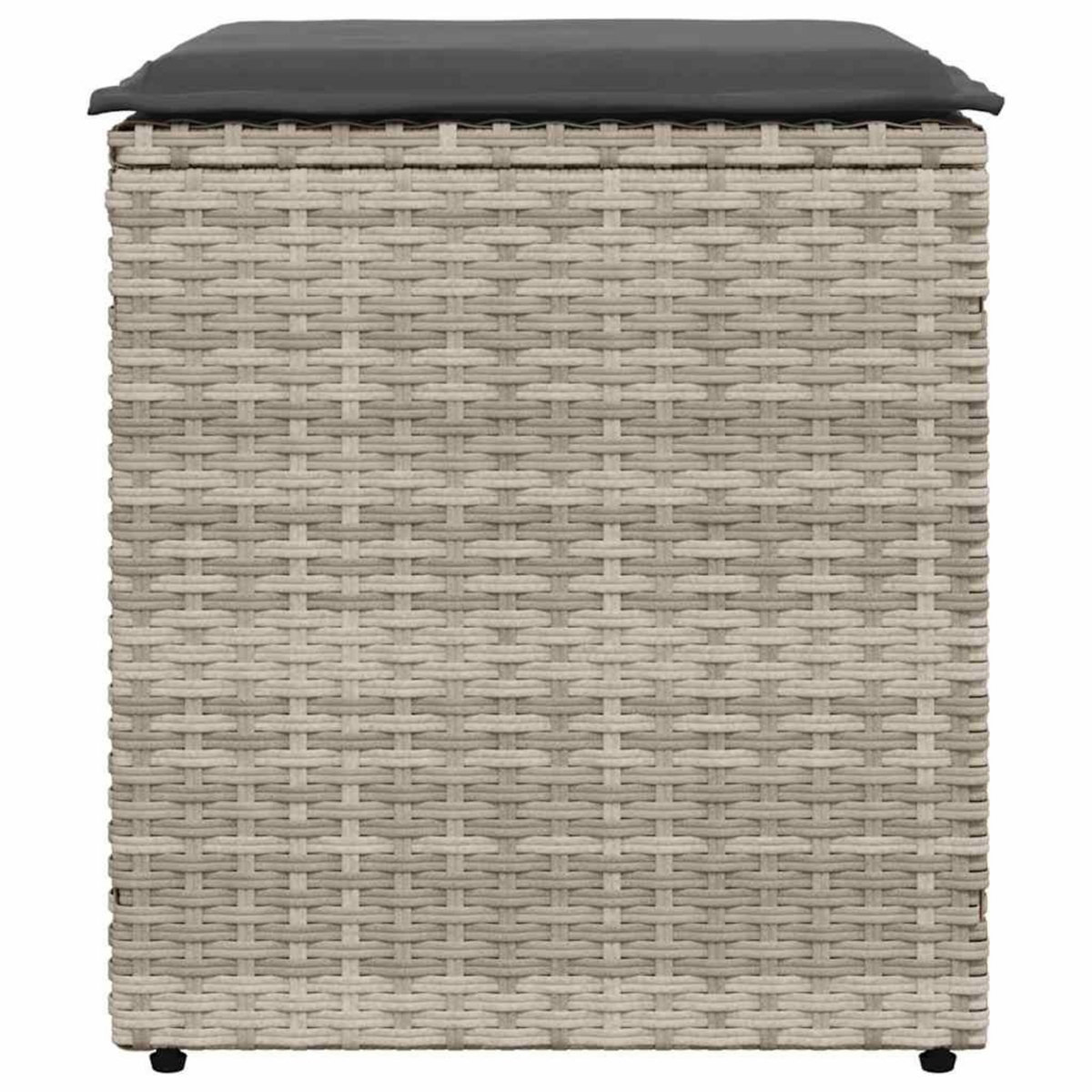 VIDAXL Tabourets de jardin et coussins lot de 2 gris clair poly rotin