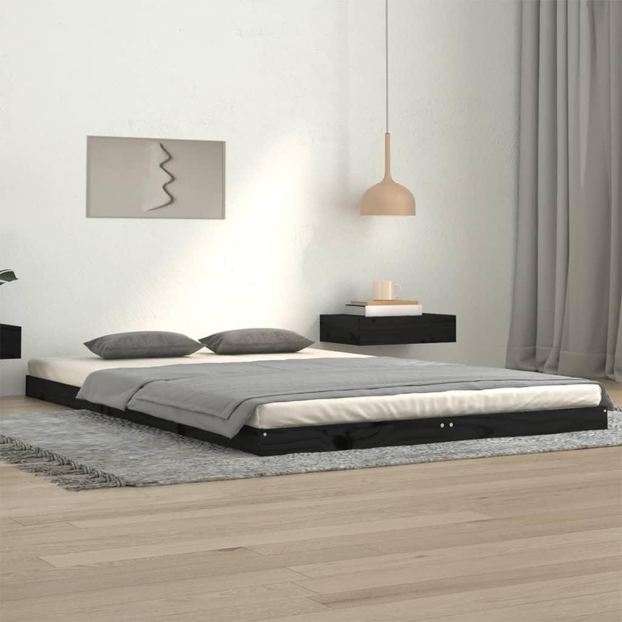 Voir la diapositive 1 : VIDAXL Cadre de lit sans matelas noir 120x200 cm bois de pin massif