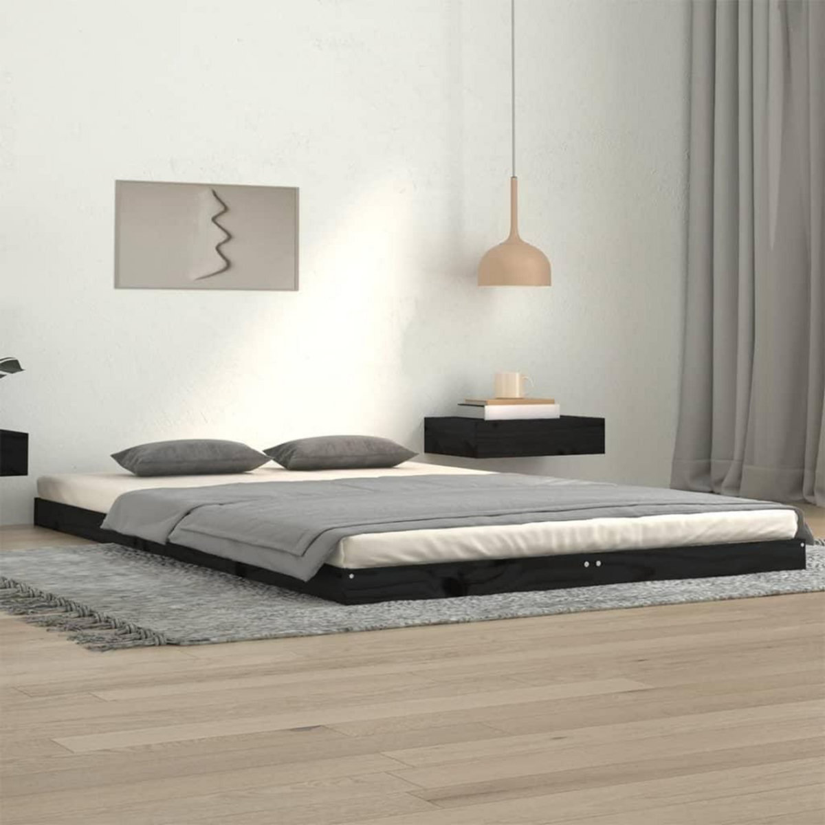 VIDAXL Cadre de lit sans matelas noir 120x200 cm bois de pin massif