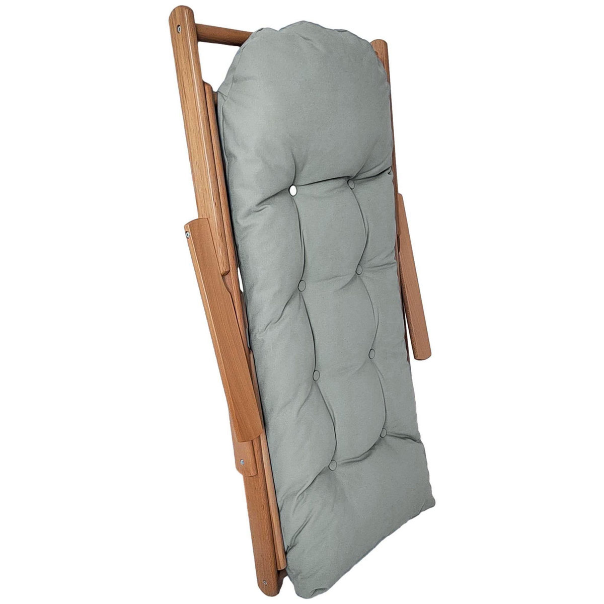 HOMCOM Fauteuil chaise pliable et inclinable en bois grand confort avec coussin capitonné épais - dim. 71I x 89P x 96H cm - gris
