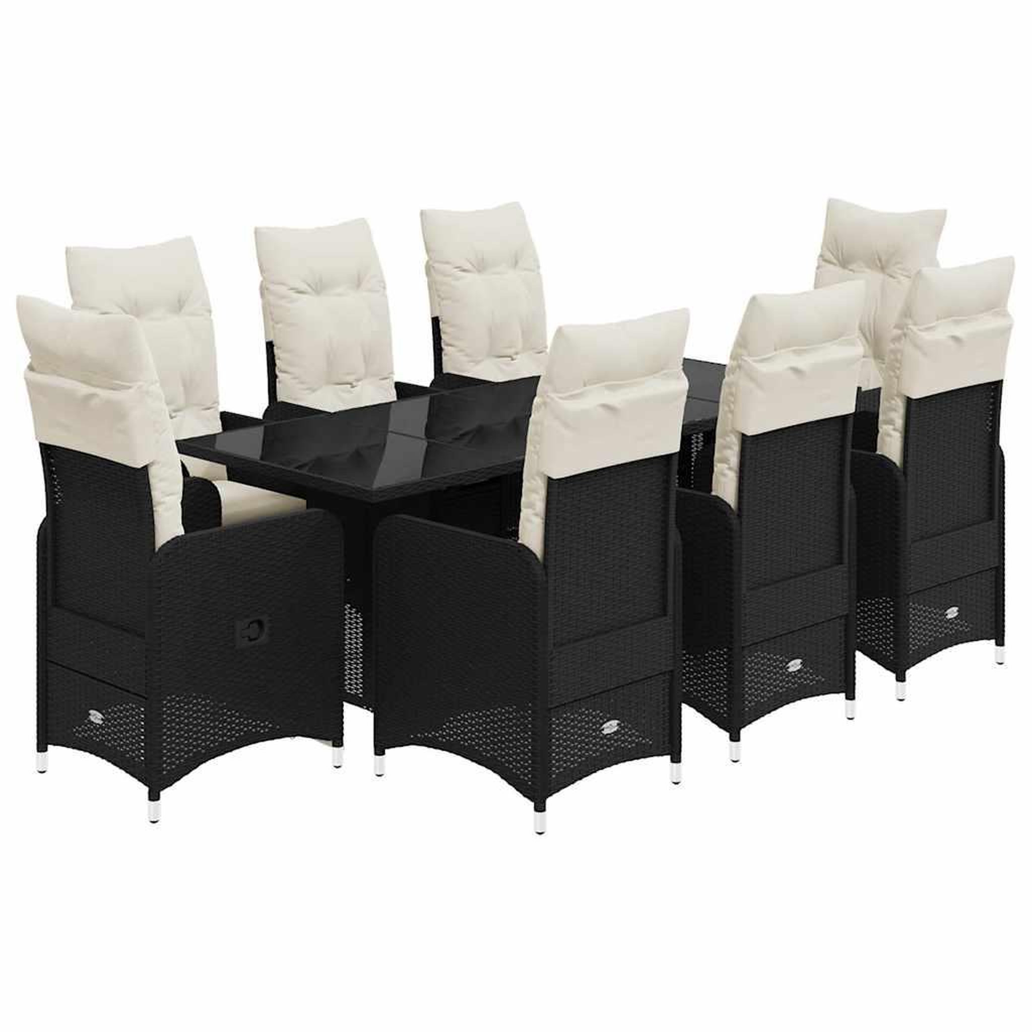 Voir la diapositive 2 : VIDAXL Ensemble de bistro de jardin 9 pcs coussins noir poly rotin