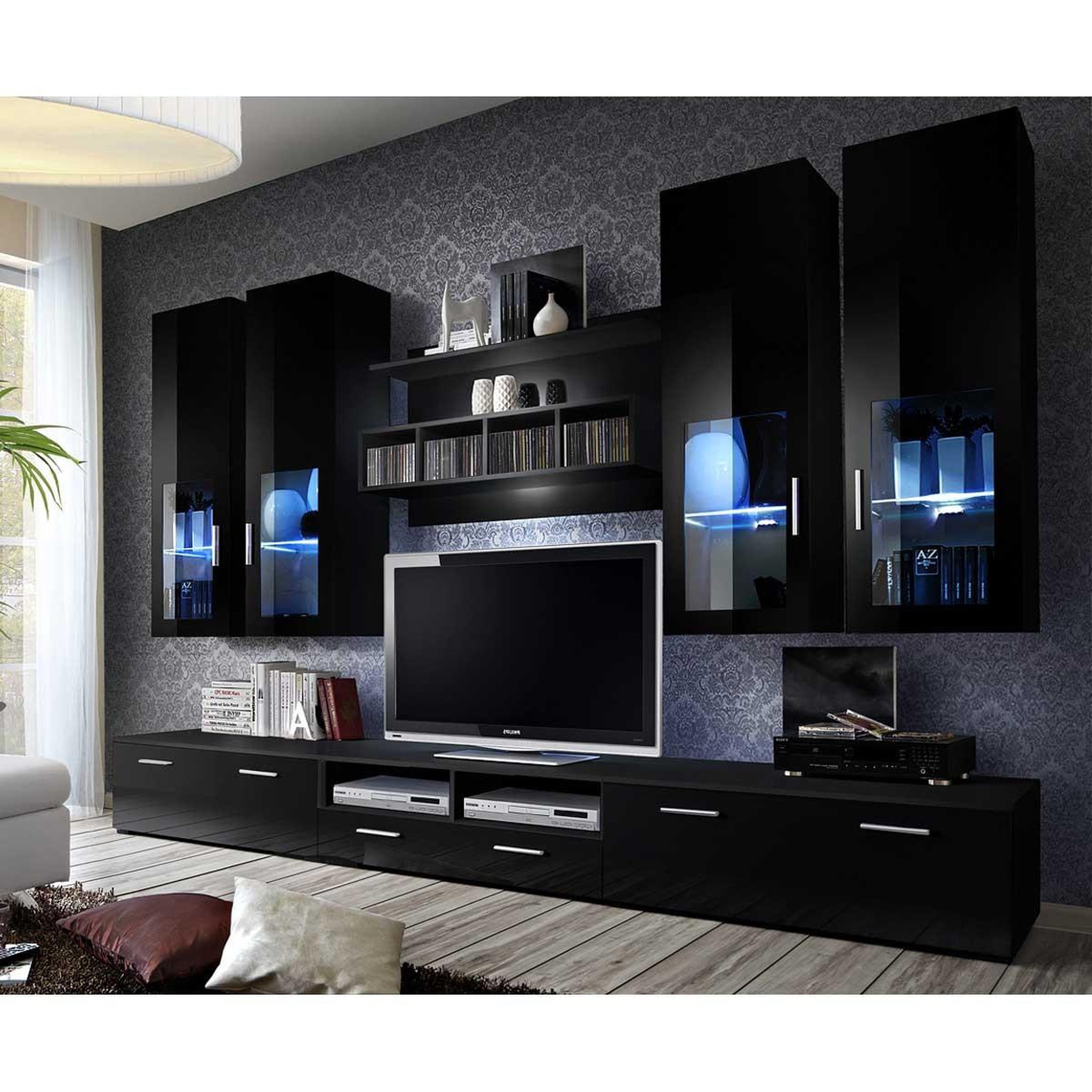 Paris Prix Meuble tv mural design  lyra  300cm noir
