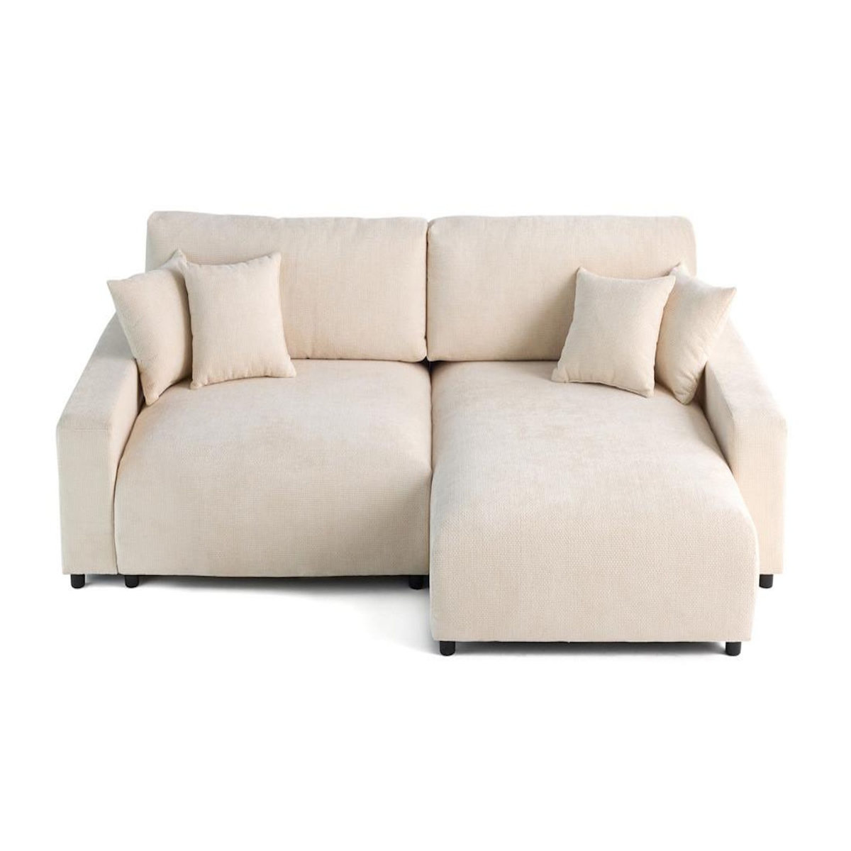 LISA DESIGN Pivoine - canapé d'angle réversible - 4 places - convertible avec coffre - en velours texturé