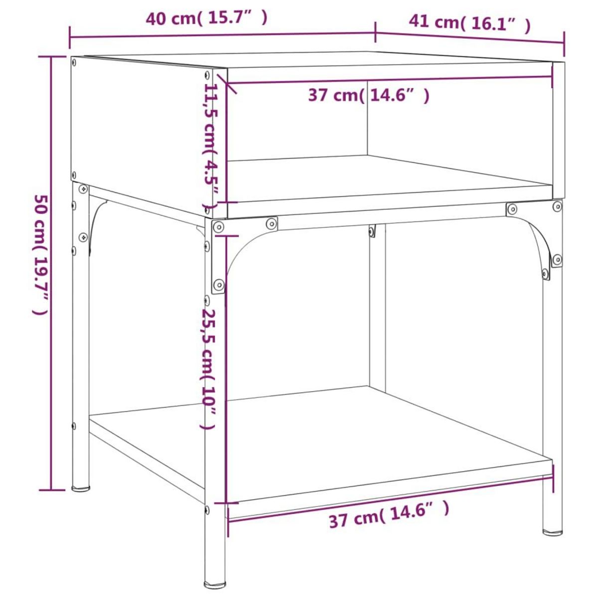 VIDAXL Table de chevet chene fume 40x41x50 cm bois d'ingenierie