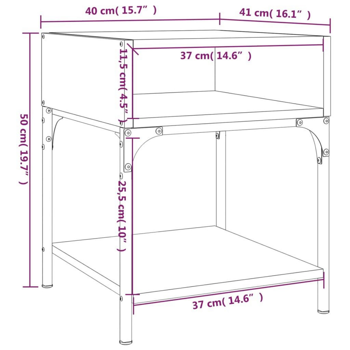 VIDAXL Table de chevet chene fume 40x41x50 cm bois d'ingenierie