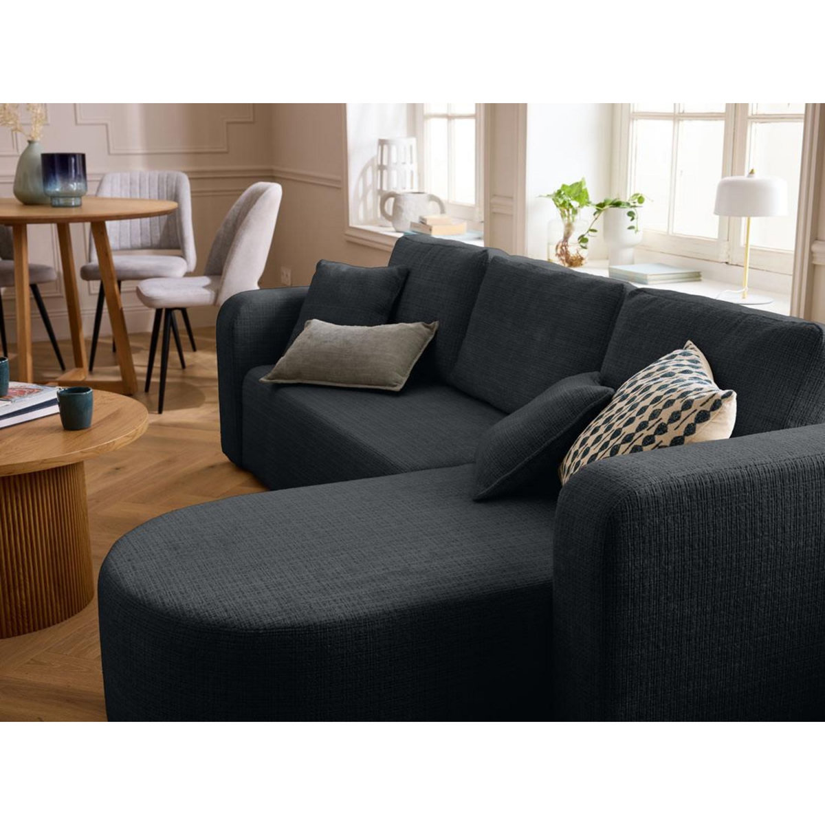 BEST MOBILIER Miro - canapé d'angle réversible - 4 places - convertible avec coffre - en velours texturé