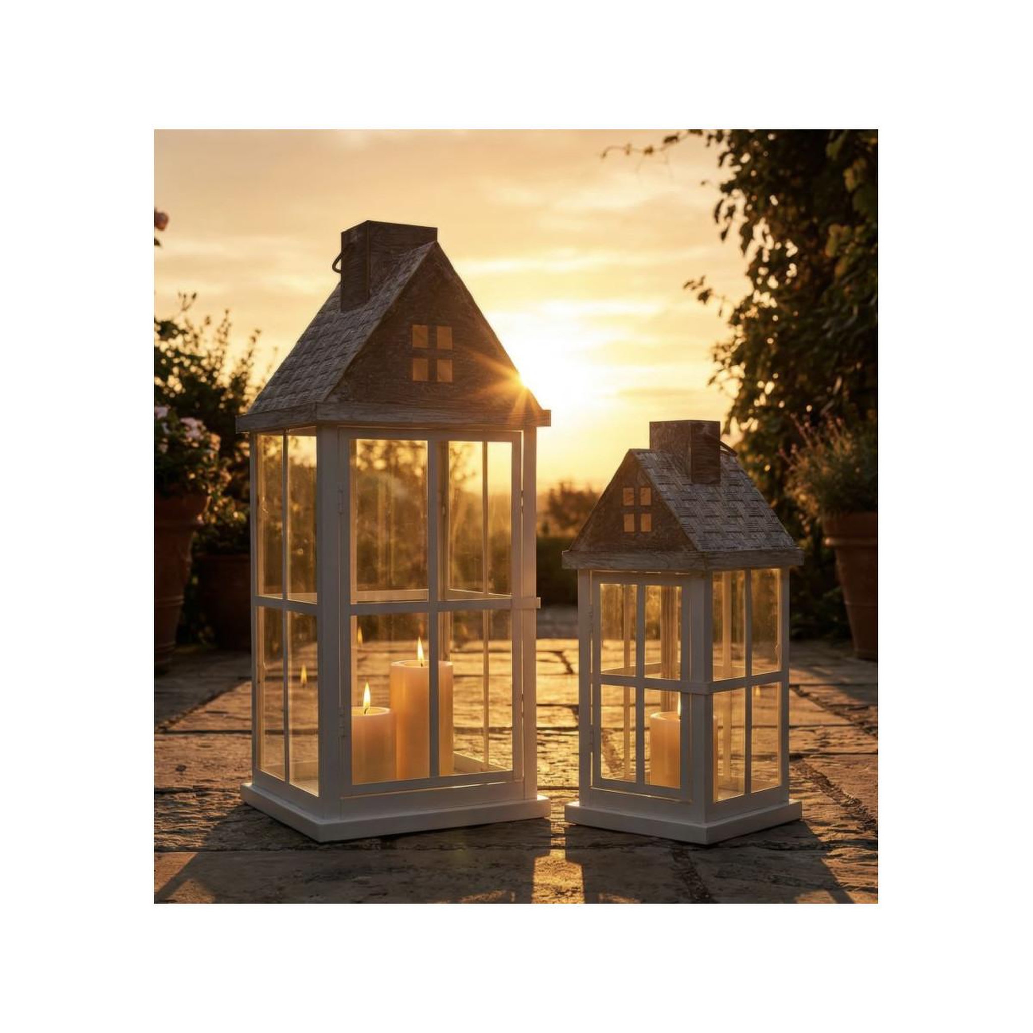 Voir la diapositive 6 : Paris Prix Lot de 2 Lanternes en Bois  Home  55cm Blanc