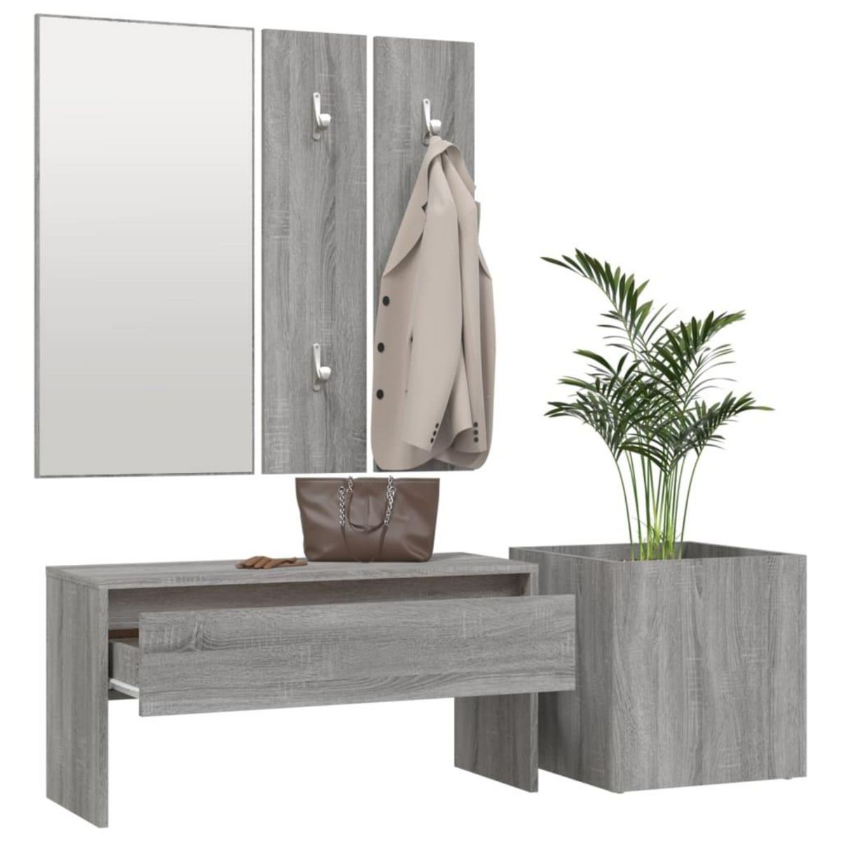 VIDAXL Ensemble de meubles de couloir Sonoma gris Bois d'ingenierie