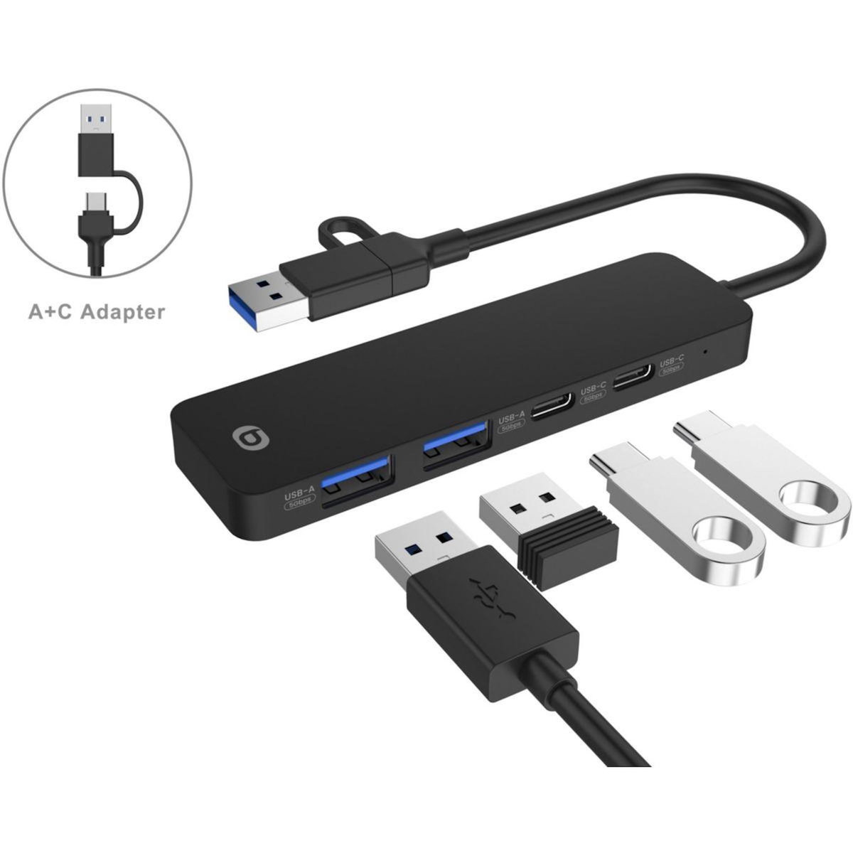 ESSENTIEL B Hub USB C 4 en 1 USB C Noir  - Vr