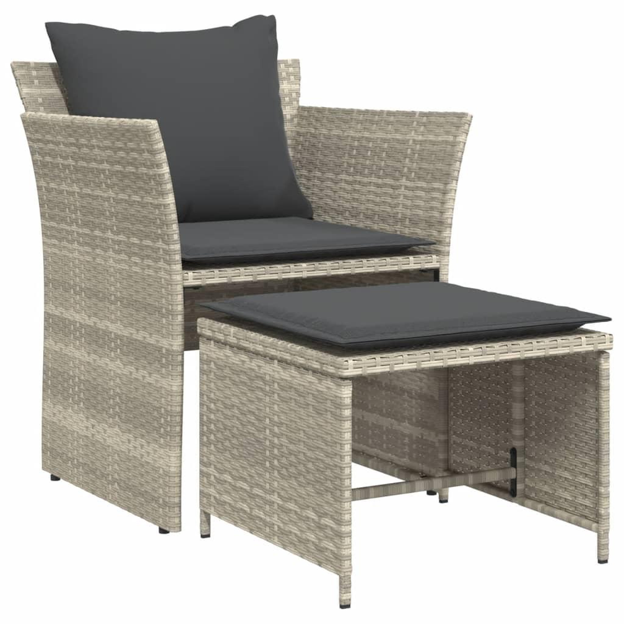 Voir la diapositive 2 : VIDAXL Chaise de jardin avec tabouret gris clair resine tressee