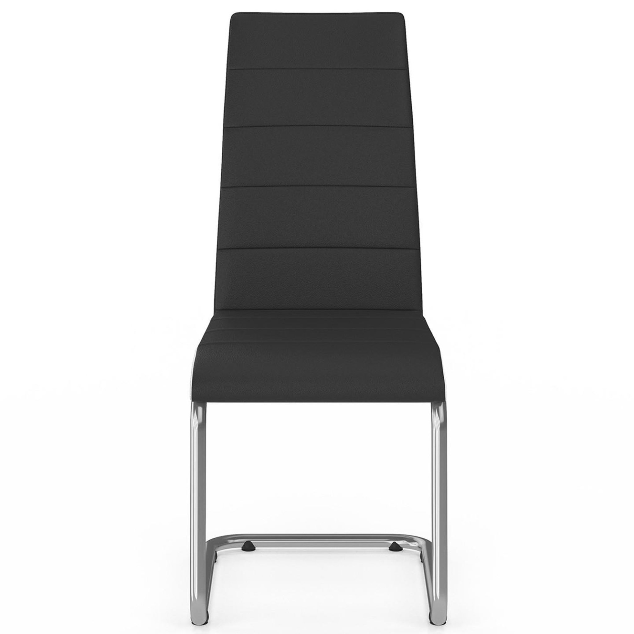 Voir la diapositive 3 : ID MARKET Lot de 6 chaises mia noires liseré blanc pour salle à manger