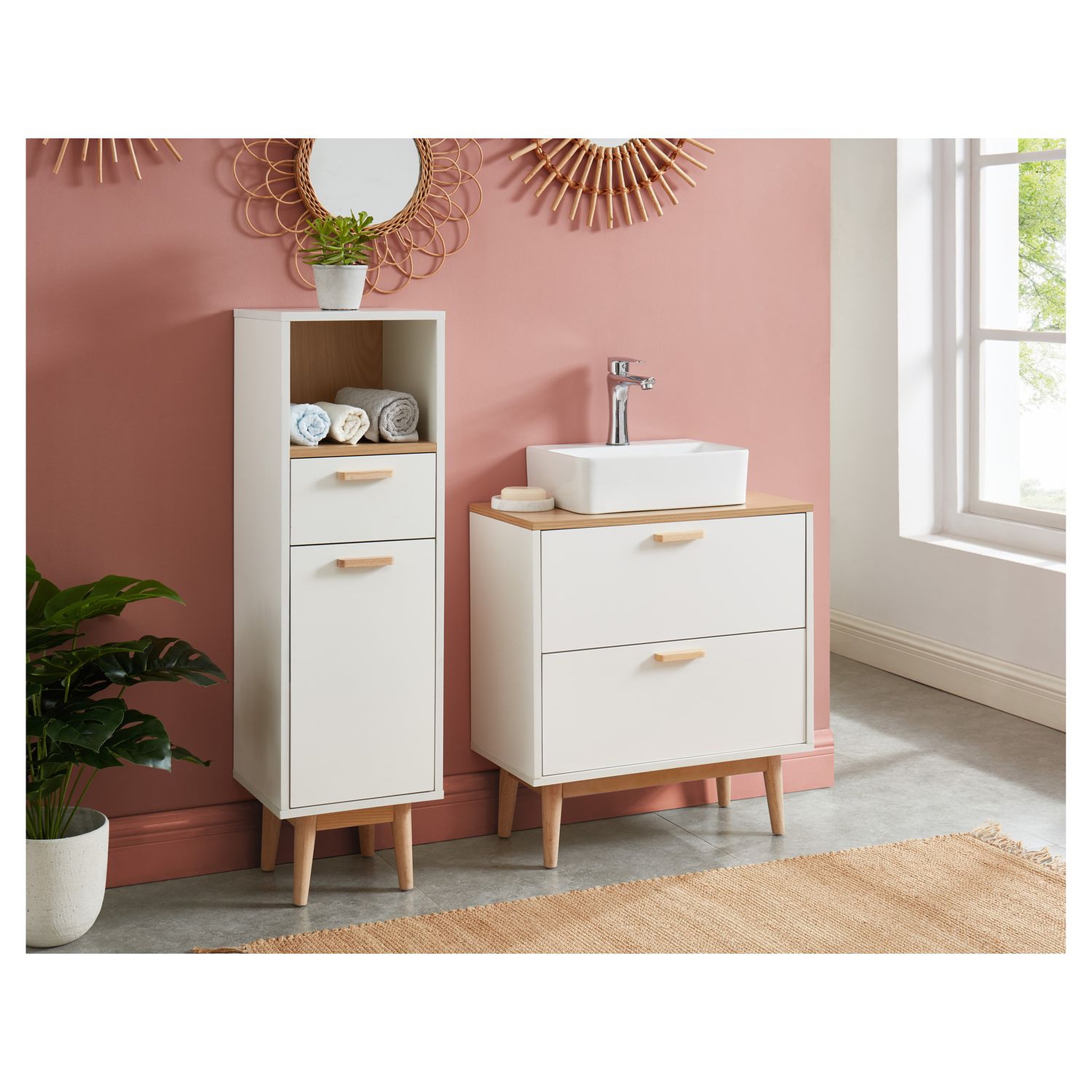 Voir la diapositive 6 : Meuble de salle de bain sous-vasque 2 tiroirs L60 cm LAGOA