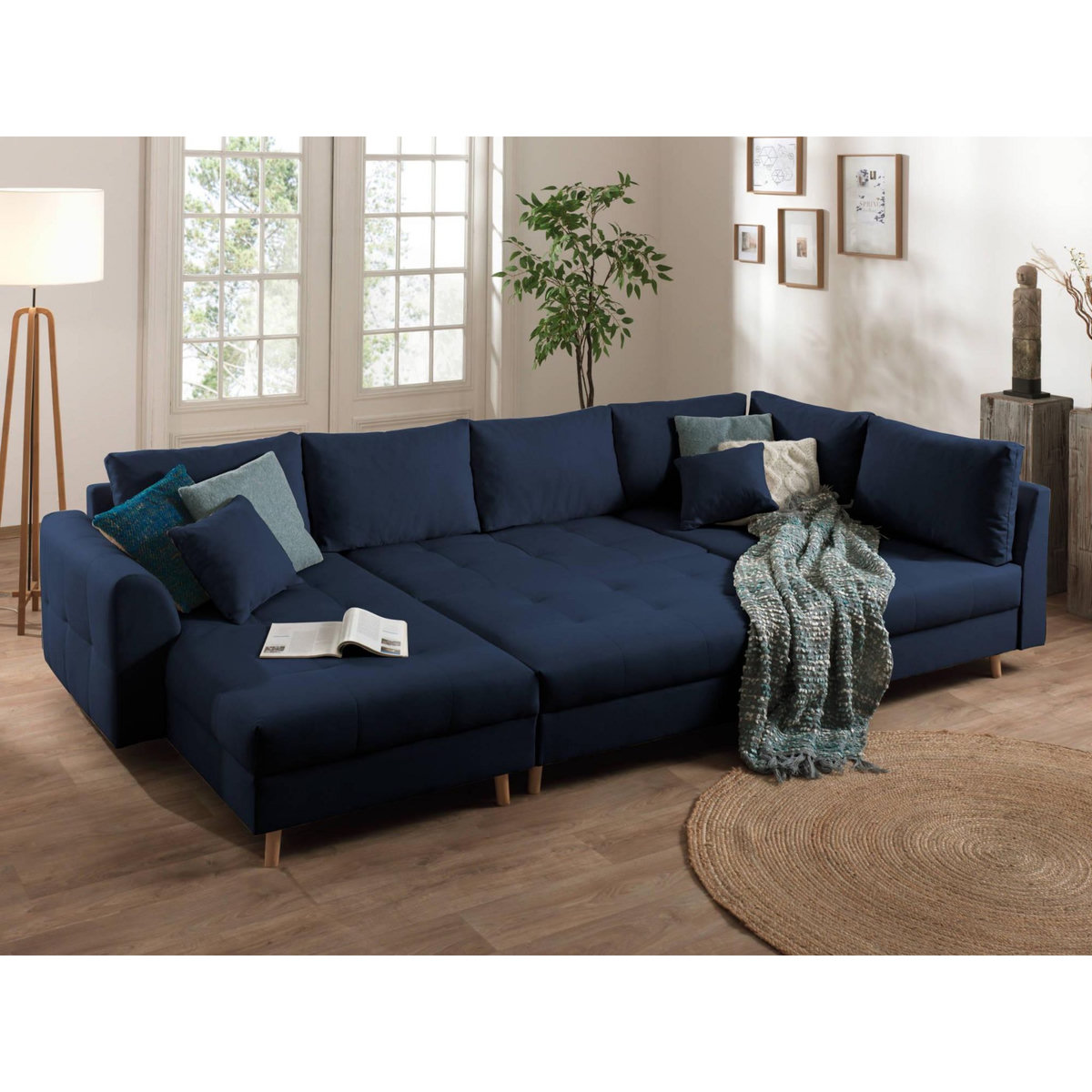 LISA DESIGN Rune - canapé panoramique - avec pouf d'appoint - 7 places - style scandinave - droit