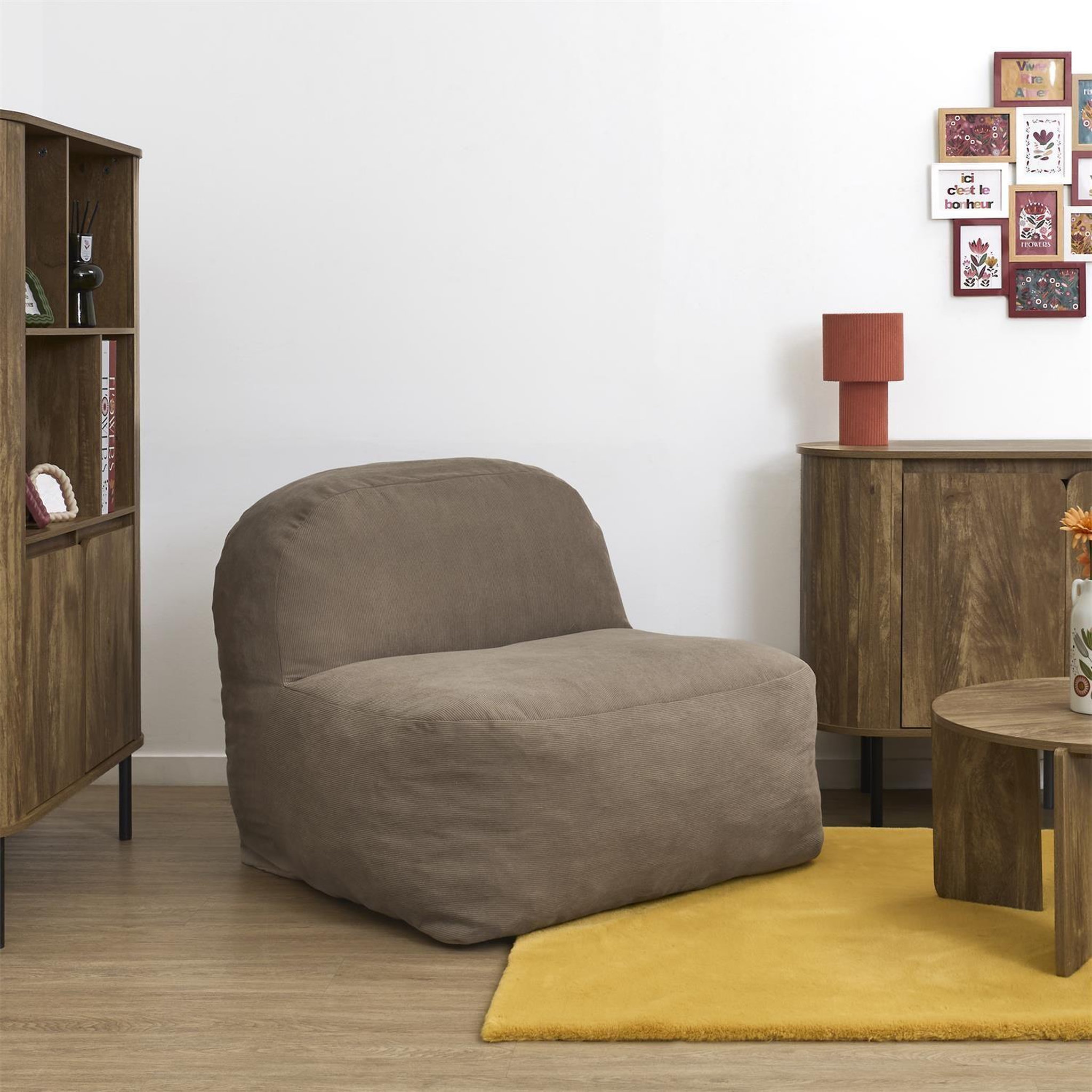 Voir la diapositive 2 : The Home Deco Factory Fauteuil compressé en velours côtelé sans montage denver