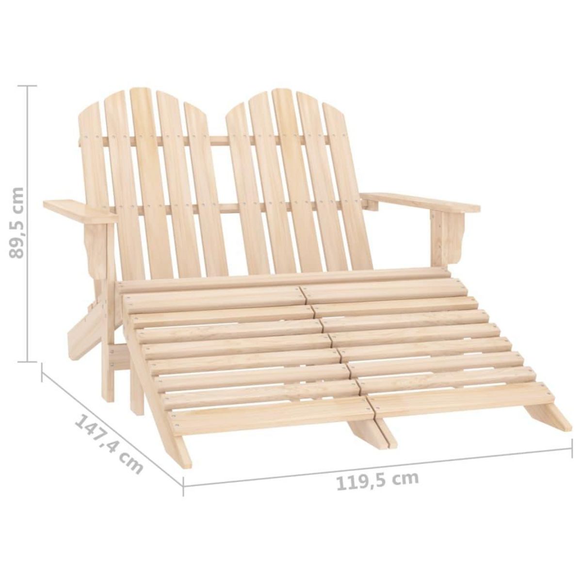 VIDAXL Chaise de jardin Adirondack 2 places et repose-pied sapin