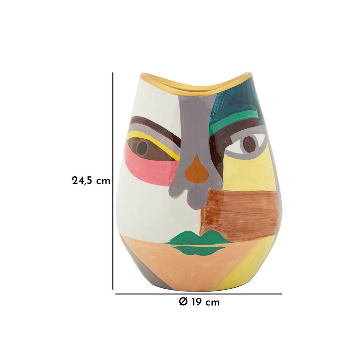 Paris Prix Vase Design en Céramique  Piccassy  24cm Multicolore