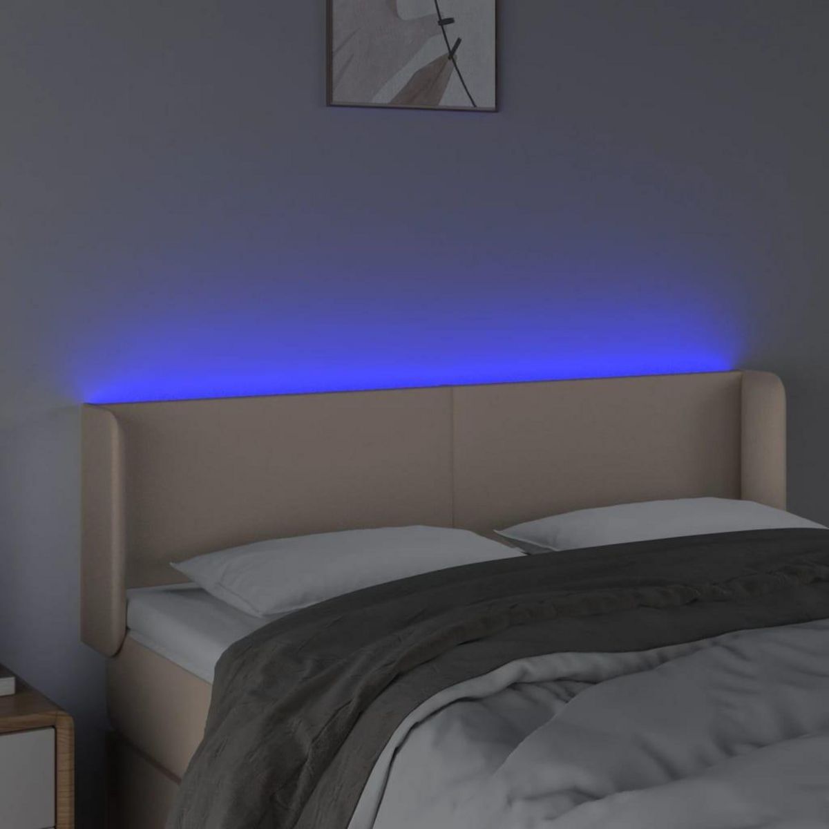 VIDAXL Tete de lit a LED Cappuccino 147x16x78/88 cm Similicuir