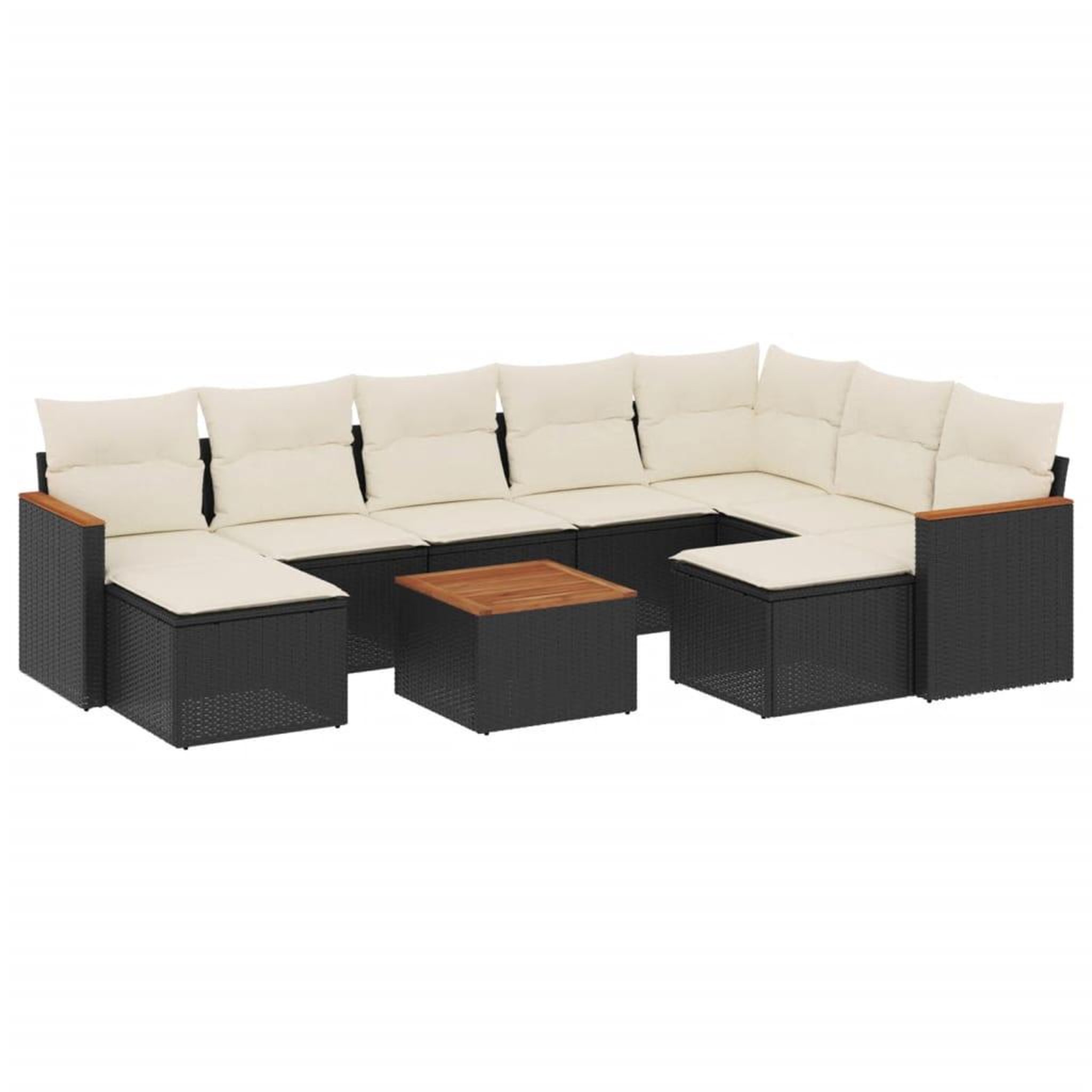 Voir la diapositive 2 : VIDAXL Salon de jardin 10 pcs avec coussins noir resine tressee