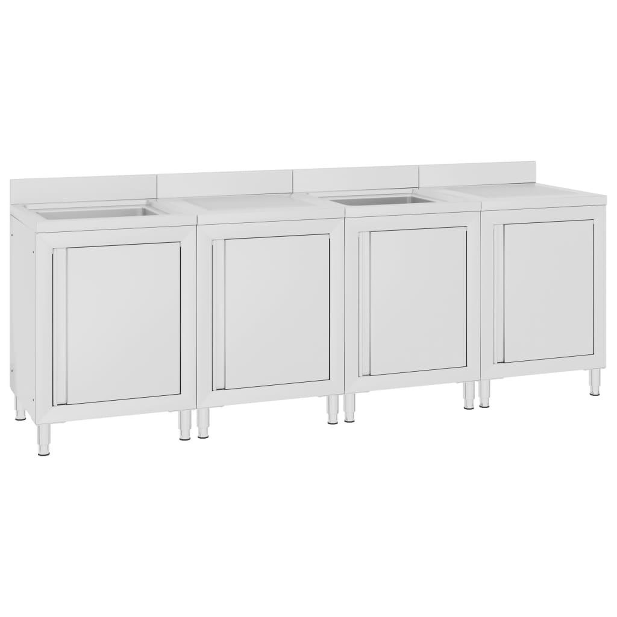 Voir la diapositive 2 : VIDAXL Evier de cuisine commercial 240x60x96 cm Acier inoxydable
