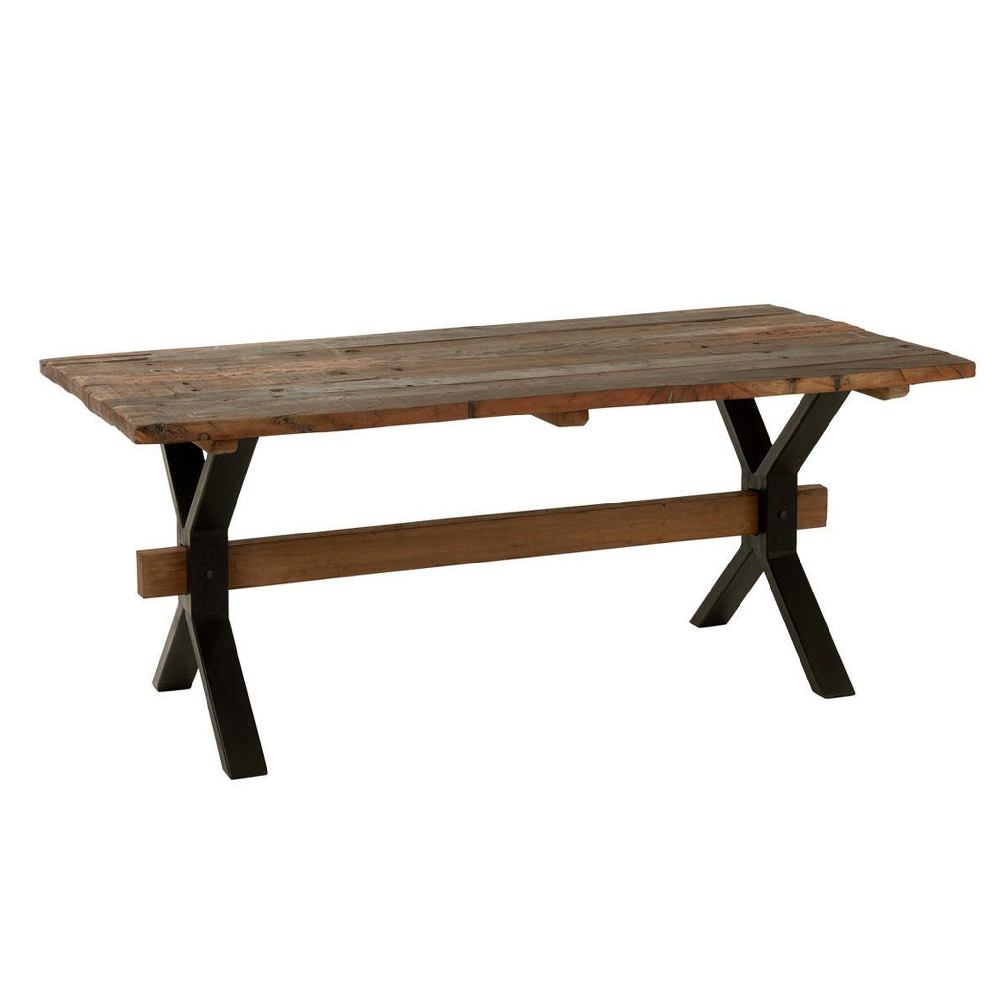 J-LINE Table à manger en bois vieilli  fannie  180cm marron
