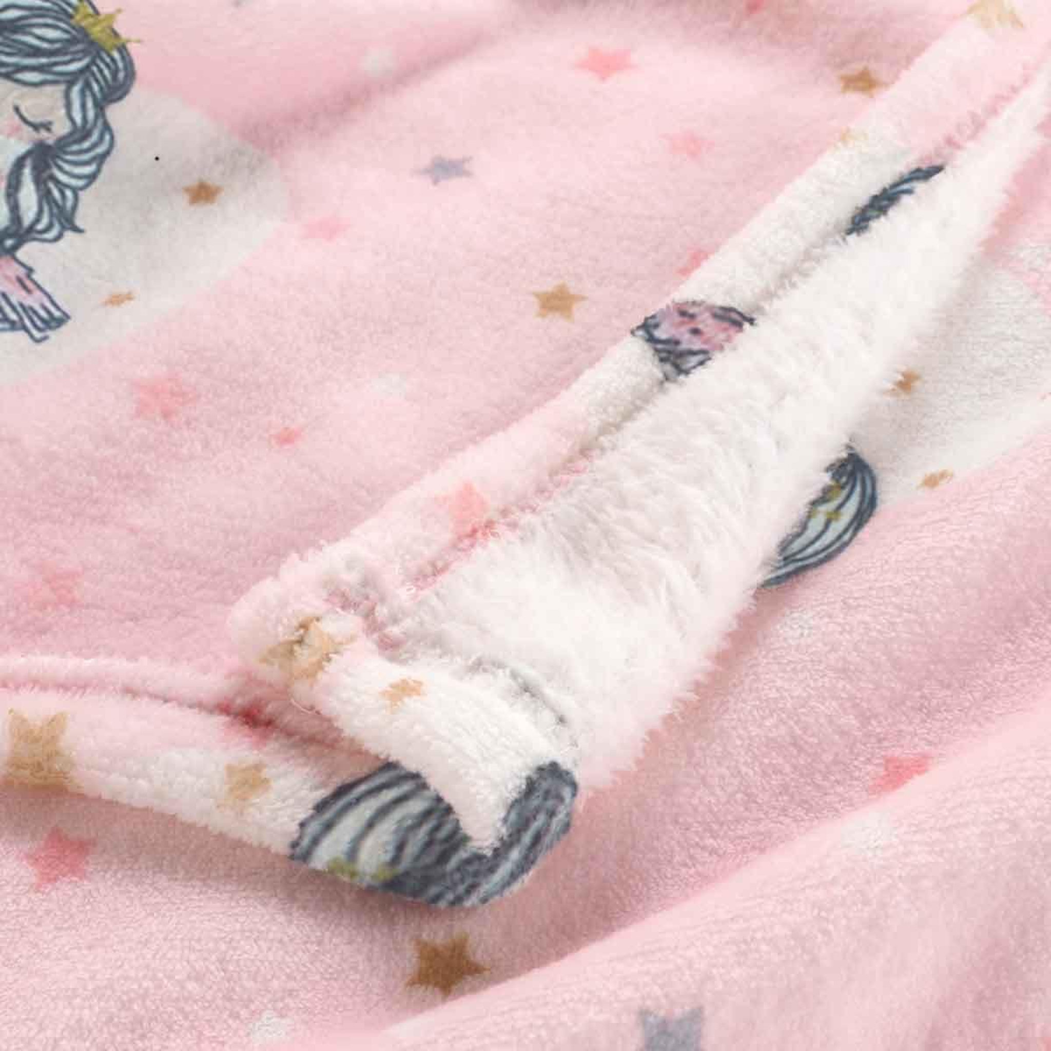 Voir la diapositive 2 : Douceur d'Intérieur Plaid flanelle enfant  petite étoile  125x150cm rose