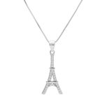 L'ATELIER D'AZUR Collier Argent 925/000 Rhodié - Tour Eiffel Pavée de Zirconiums