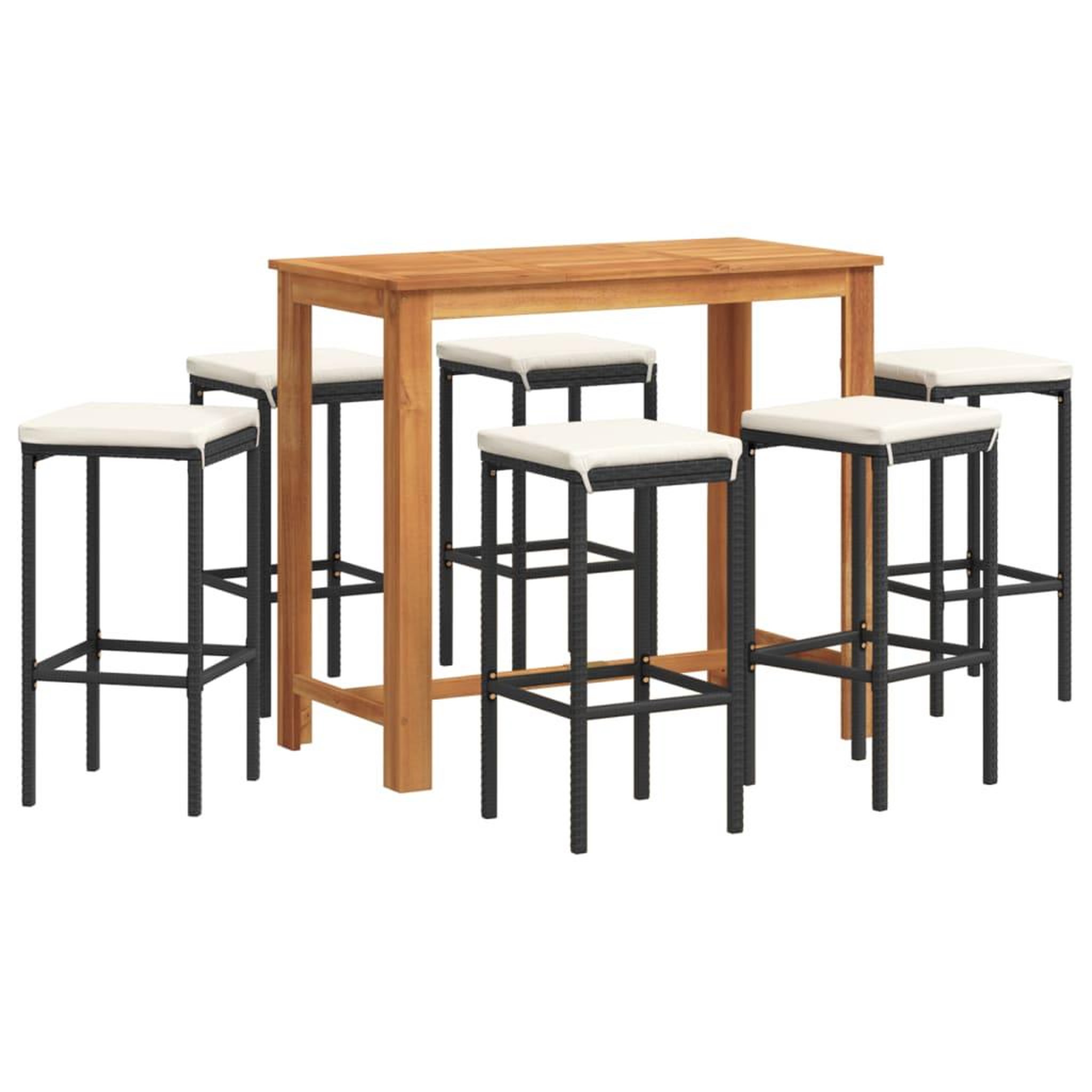 Voir la diapositive 2 : VIDAXL Ensemble de bar de jardin 7 pcs noir bois massif acacia rotin