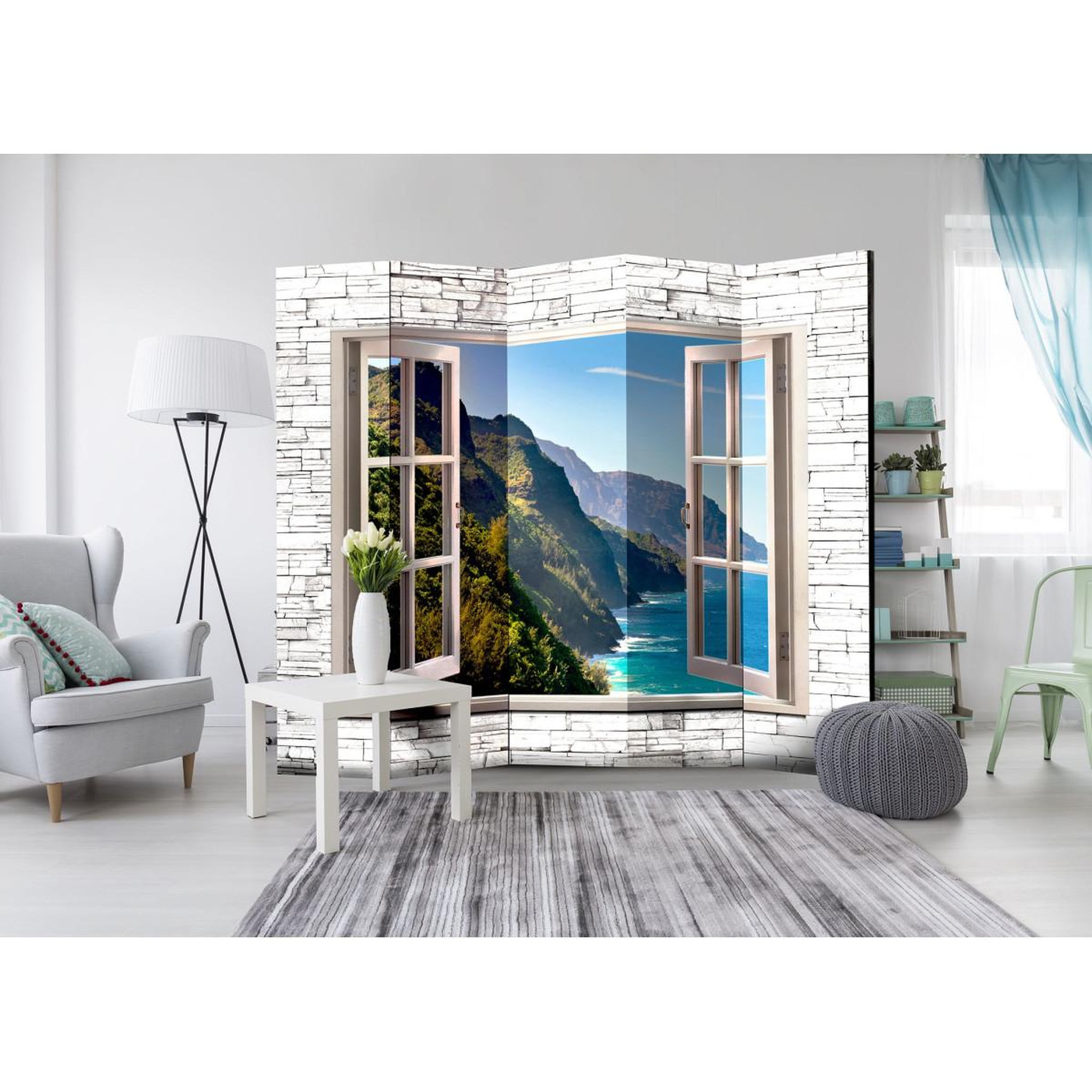 Voir la diapositive 2 : Paris Prix Paravent 5 volets  seaside hills  172x225cm