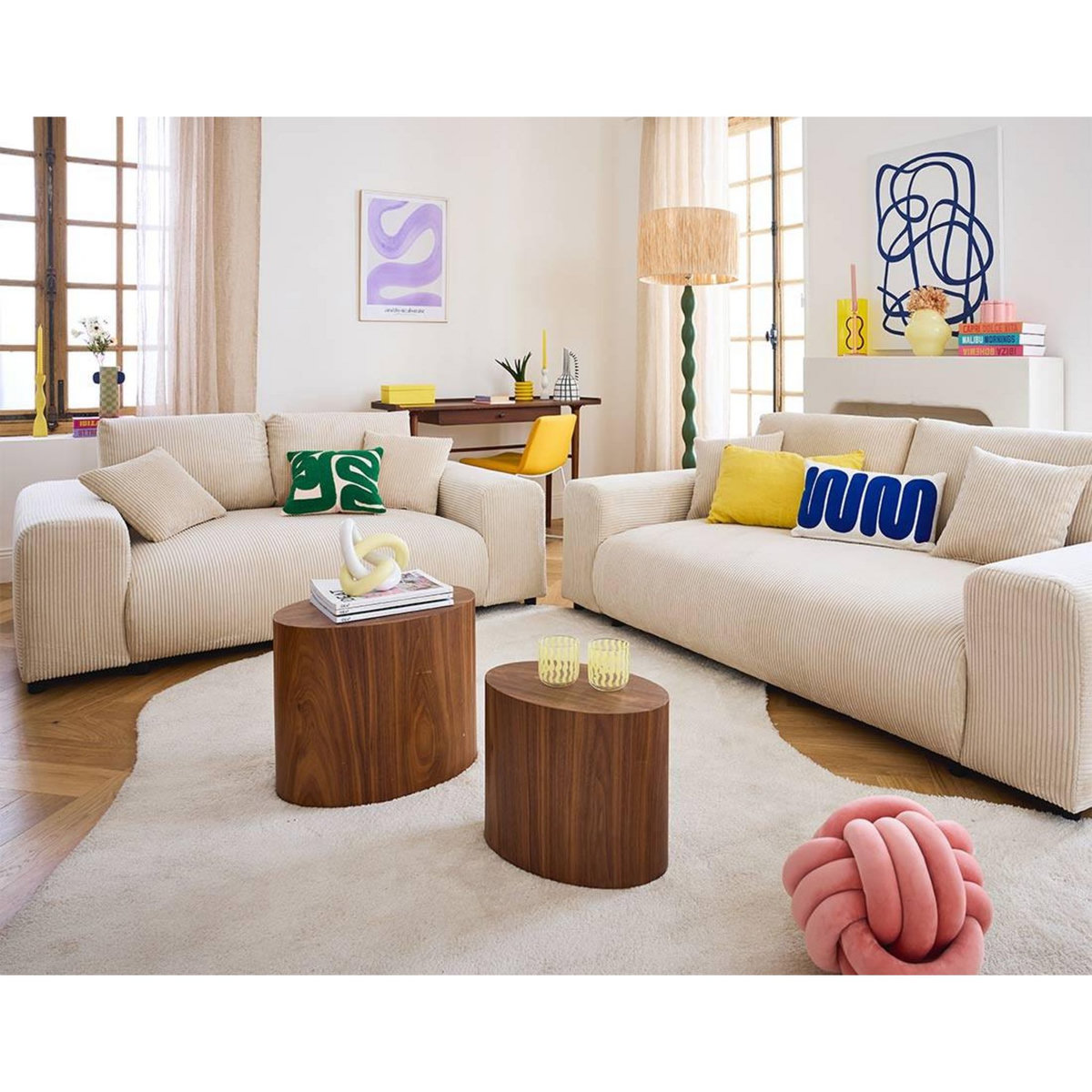 LISA DESIGN Garance - canapé droit 2 places - en velours côtelé