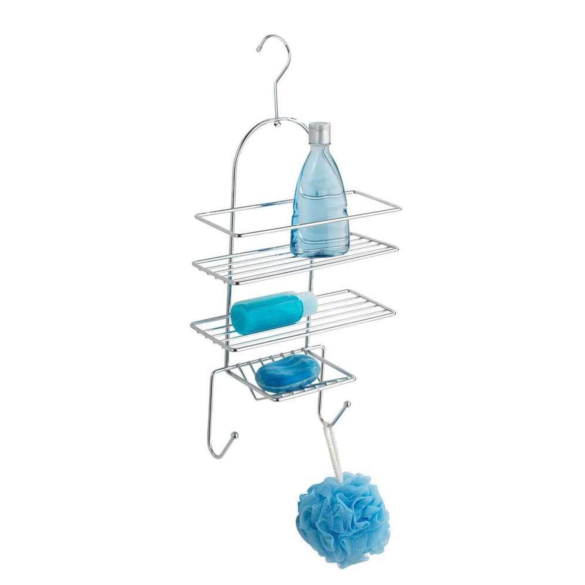 Voir la diapositive 4 : Wenko Serviteur de douche 3 tablettes et 2 crochets en métal - argent