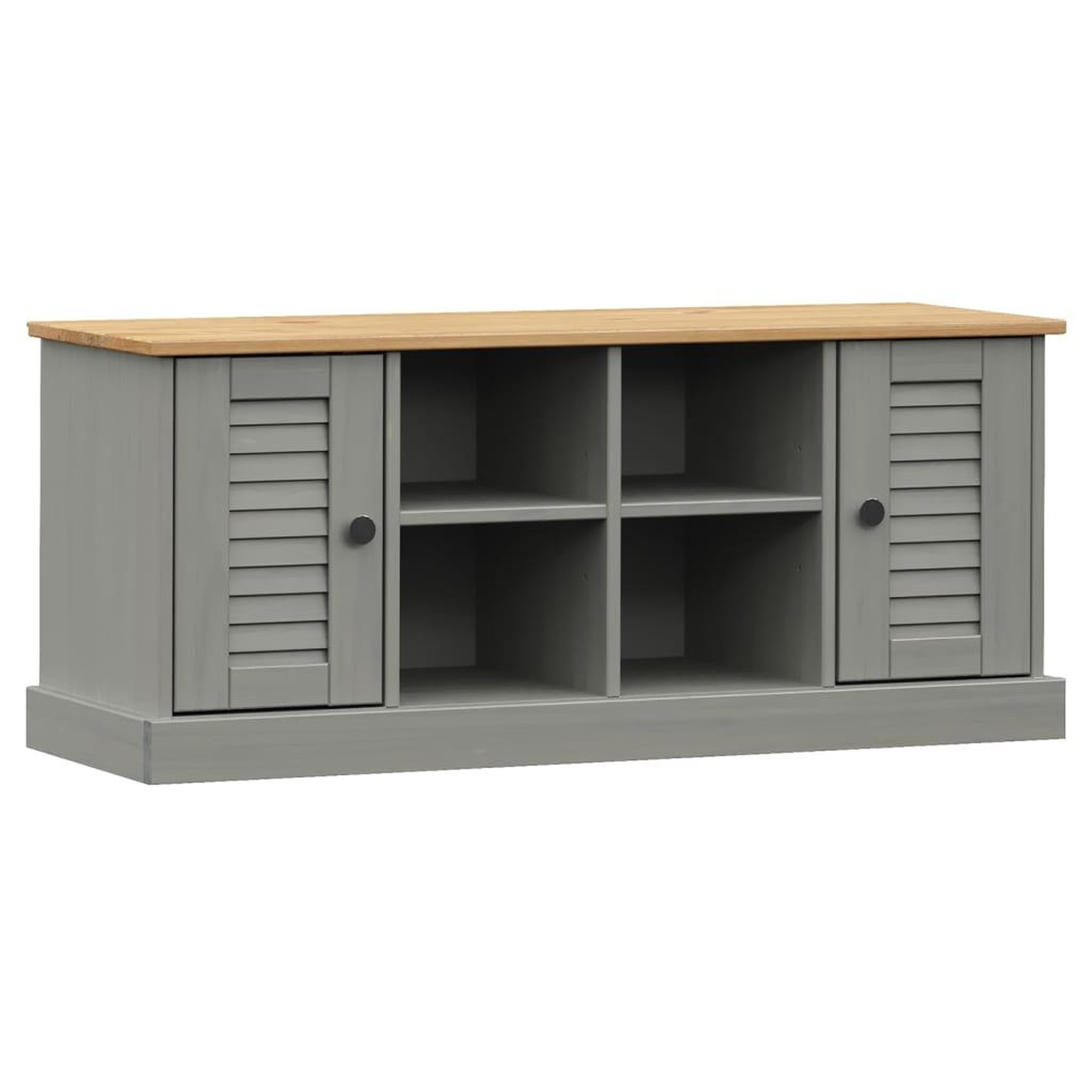 Voir la diapositive 2 : VIDAXL Banc a chaussures VIGO gris 106x35x45 cm bois massif de pin