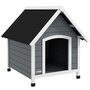 Voir la diapositive 1 : PAWHUT Niche pour chien design chalet sur pied - toit double pente, plancher amovible - plastique noir bois blanc gris