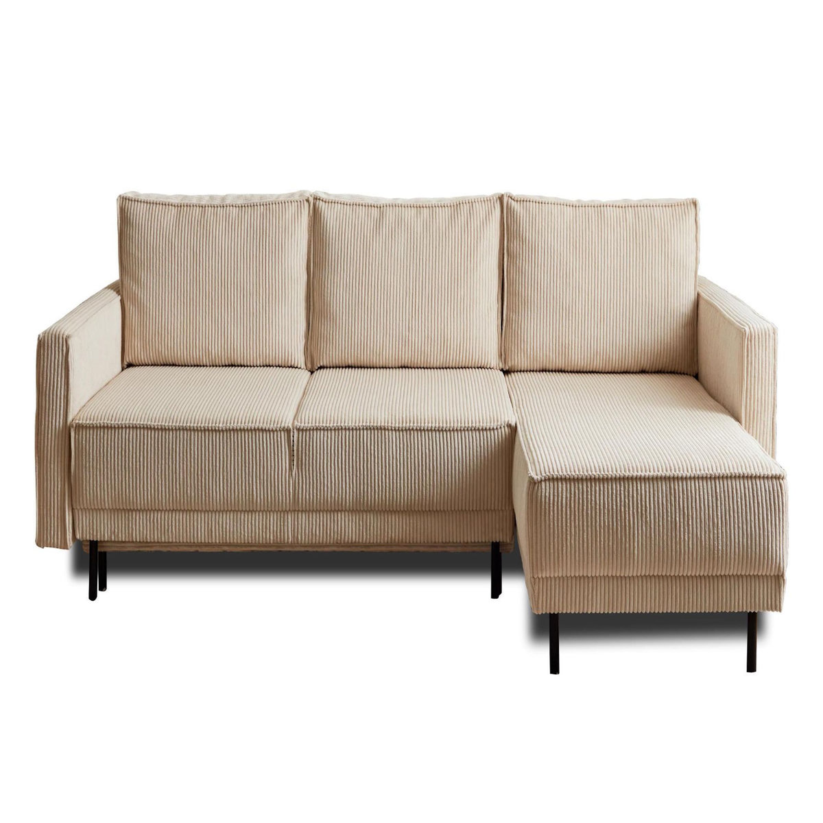 LISA DESIGN Charlie - canapé d'angle réversible - 4 places - convertible avec coffre - en velours côtelé