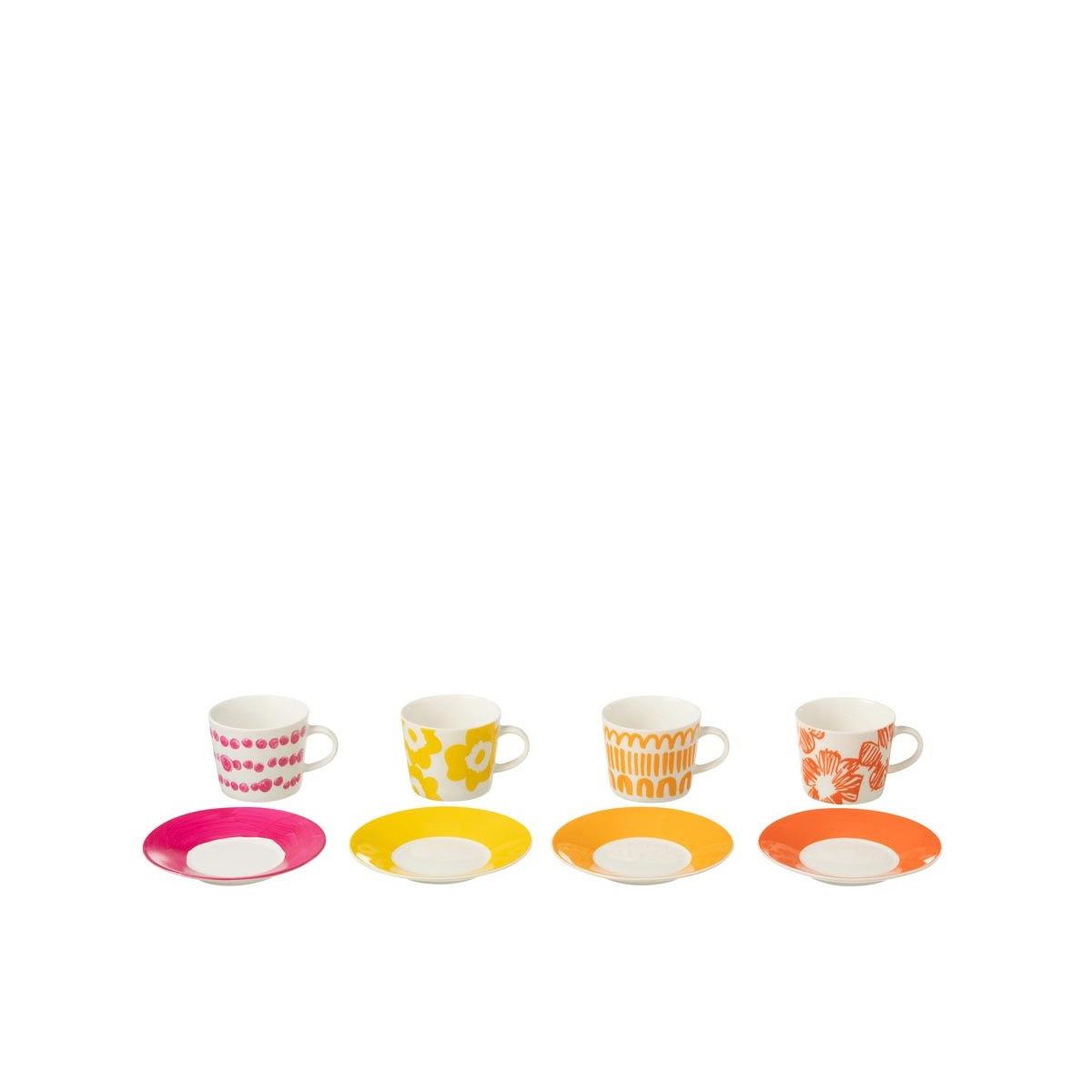 Voir la diapositive 3 : J-LINE Lot de 4 tasses & sous-tasses  fiesta sud  9cl multicolore
